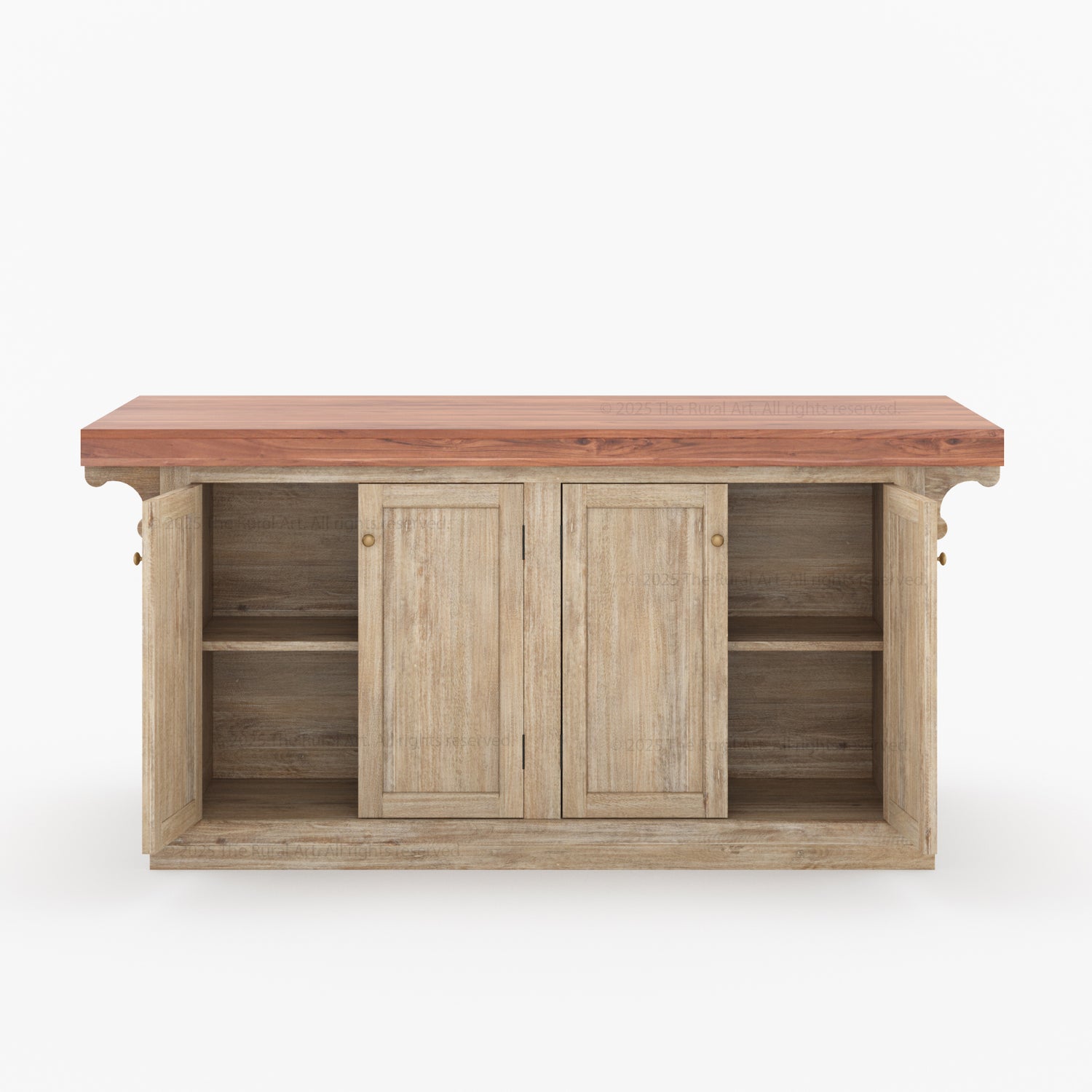 Sunbury Solid Wood Kitchen Island with Wine Rack & Dual-Sided Storage