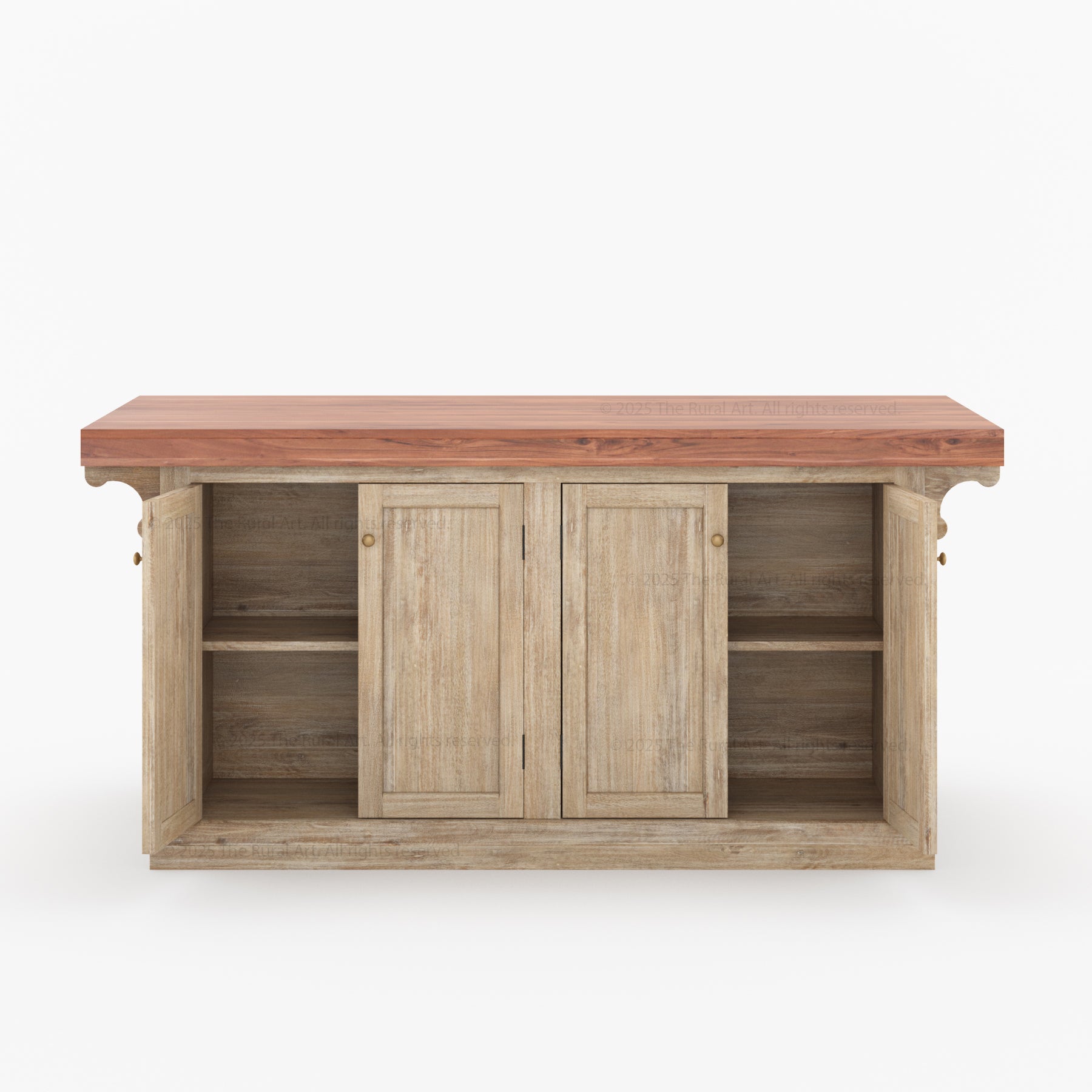 Sunbury Solid Wood Kitchen Island with Wine Rack & Dual-Sided Storage
