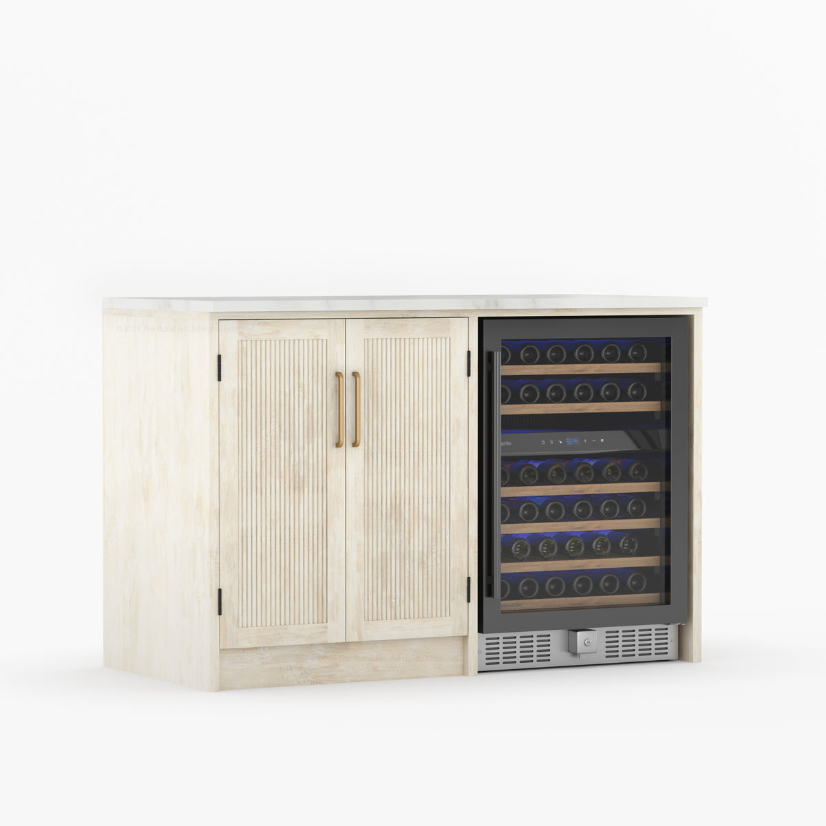 Fresno Modern Solid Wood Wine Bar Cabinet with Fridge Cutout