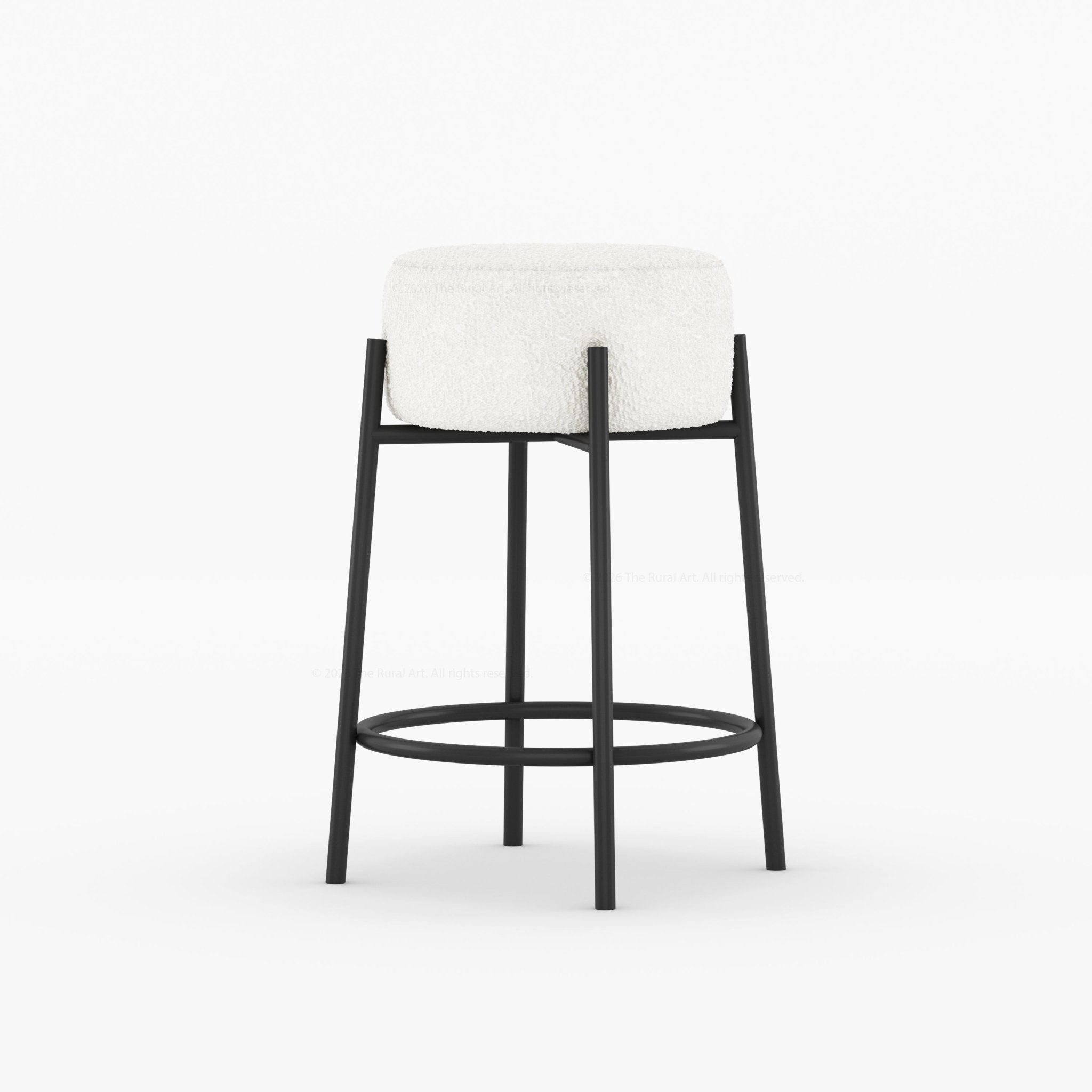 Midland Curved Solid Wood Half Round Kitchen Island with Upholstered Stools & Quartz Top