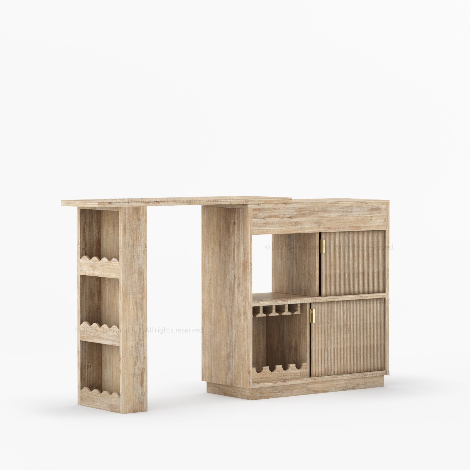 Palo Alto Folding Bar Desk Cabinet | Solid Wood with Wine Storage