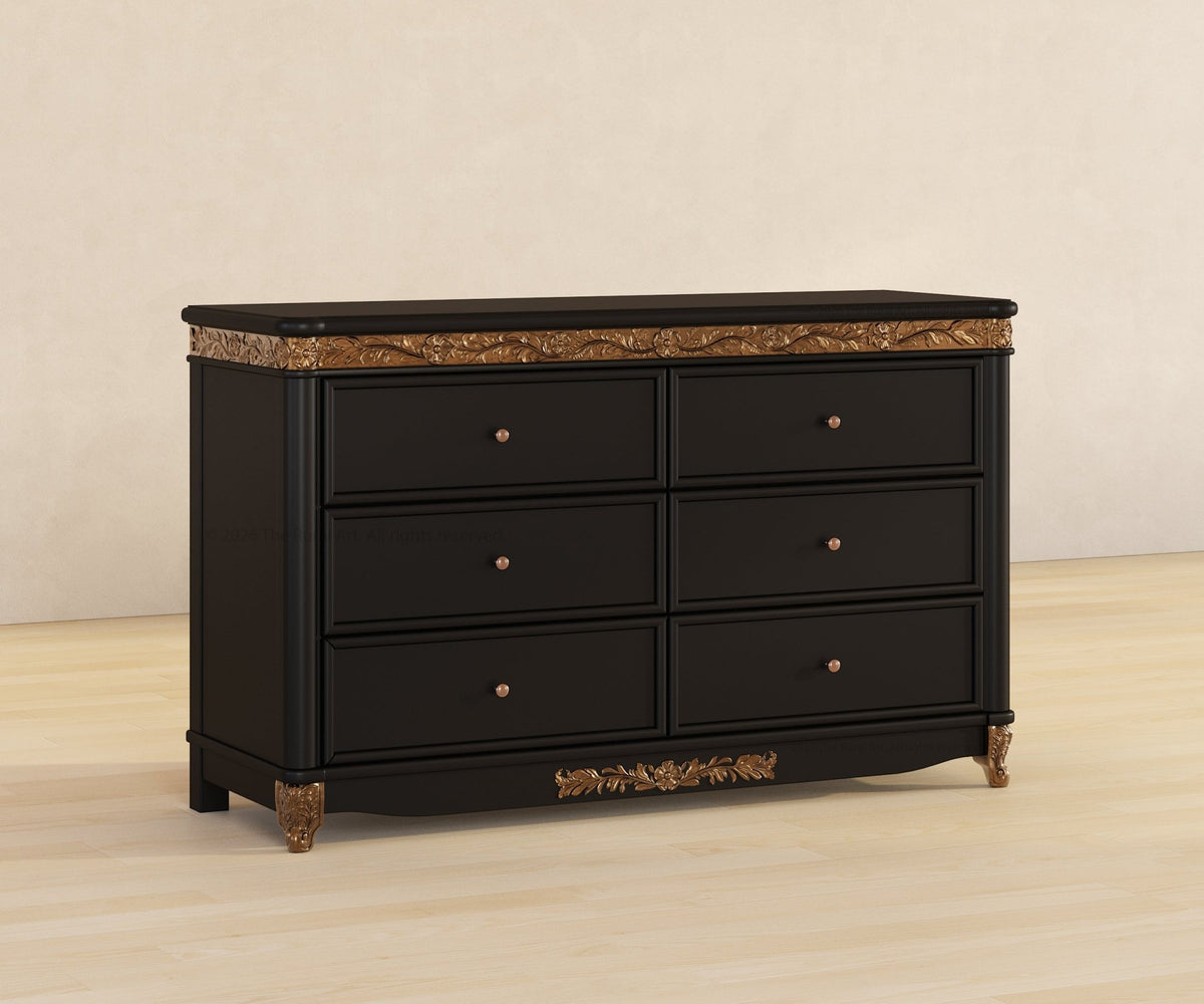 Versailles Grandeur Solid Wood Dresser with Gold Leaf Carved Details