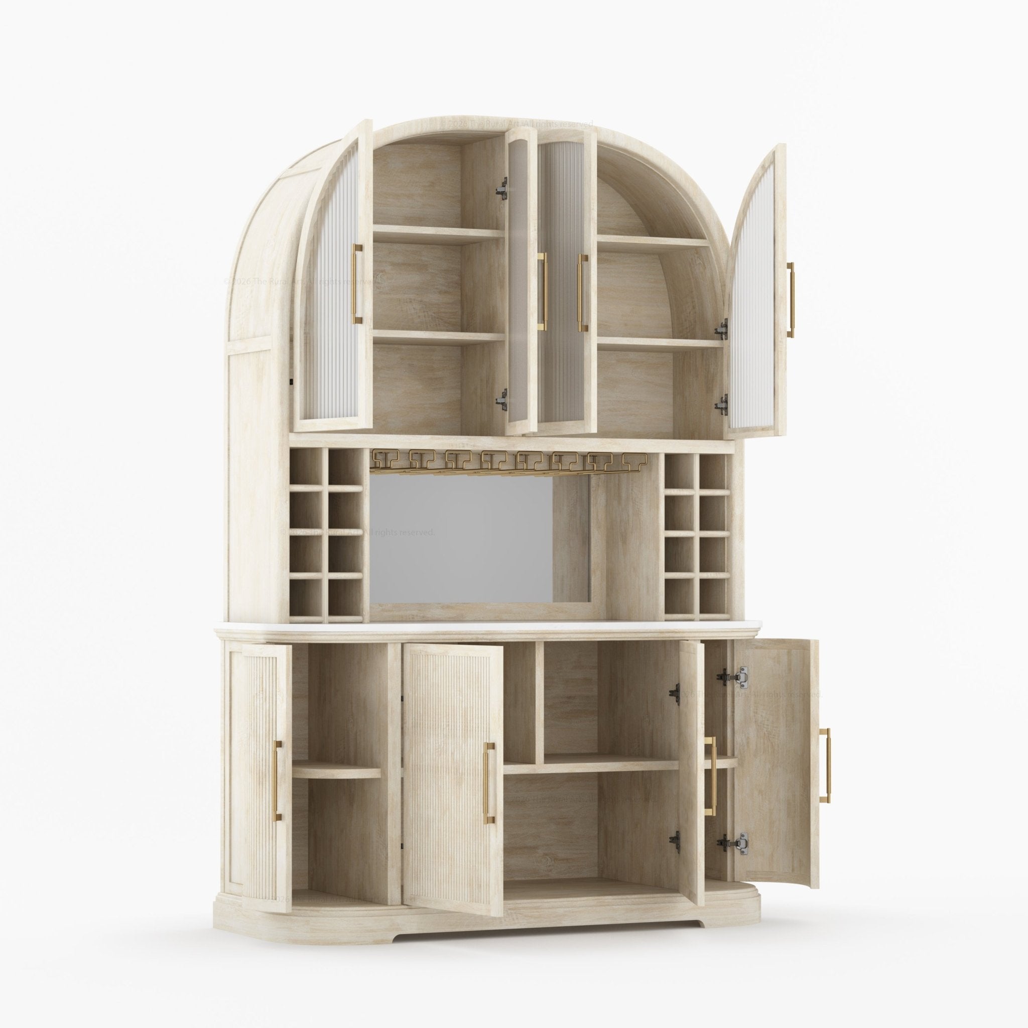 Tuscany Arched Wine Bar Cabinet with Makrana Marble