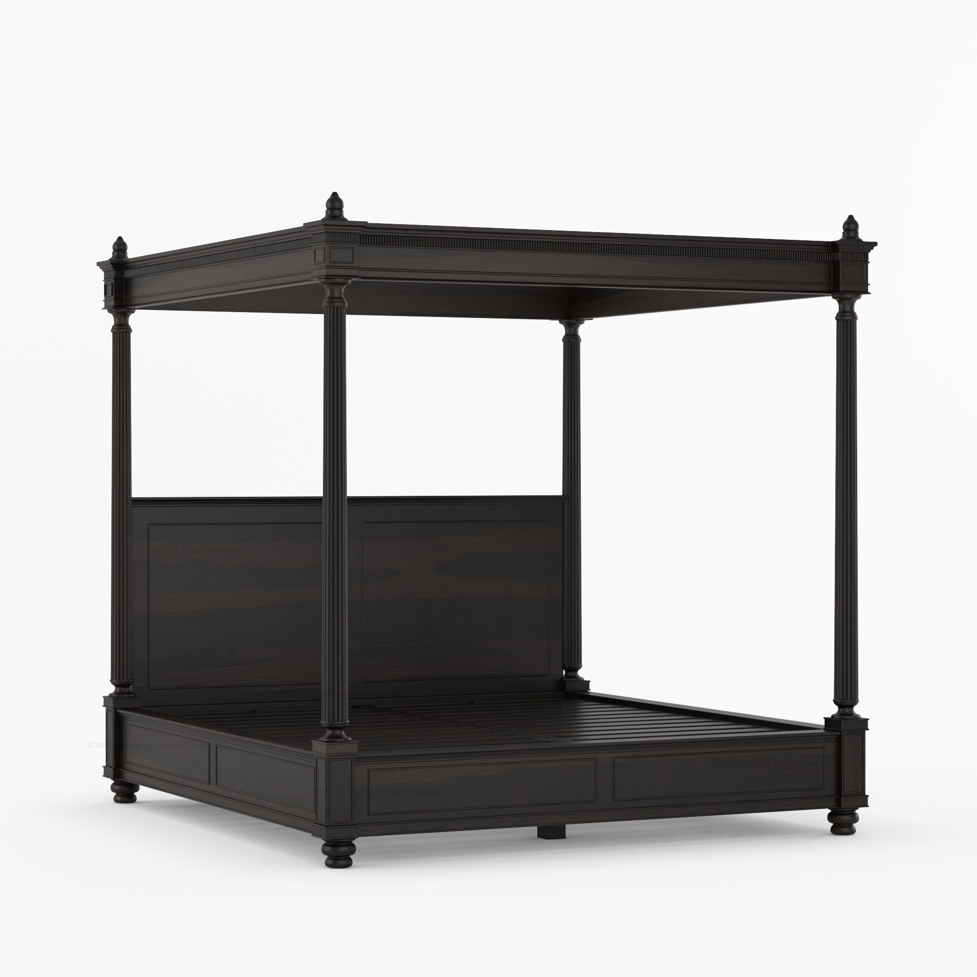 Kingman Grand Solid Wood Canopy Bed with Fluted Column Details