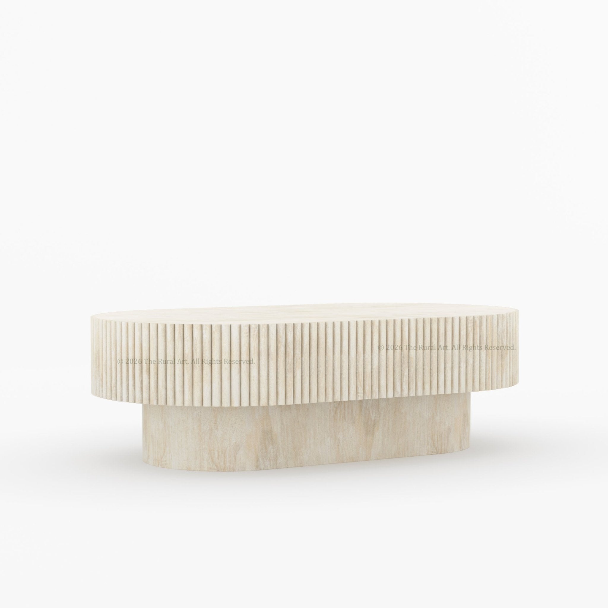 Cullman Teak Wood Oval Fluted Coffee Table