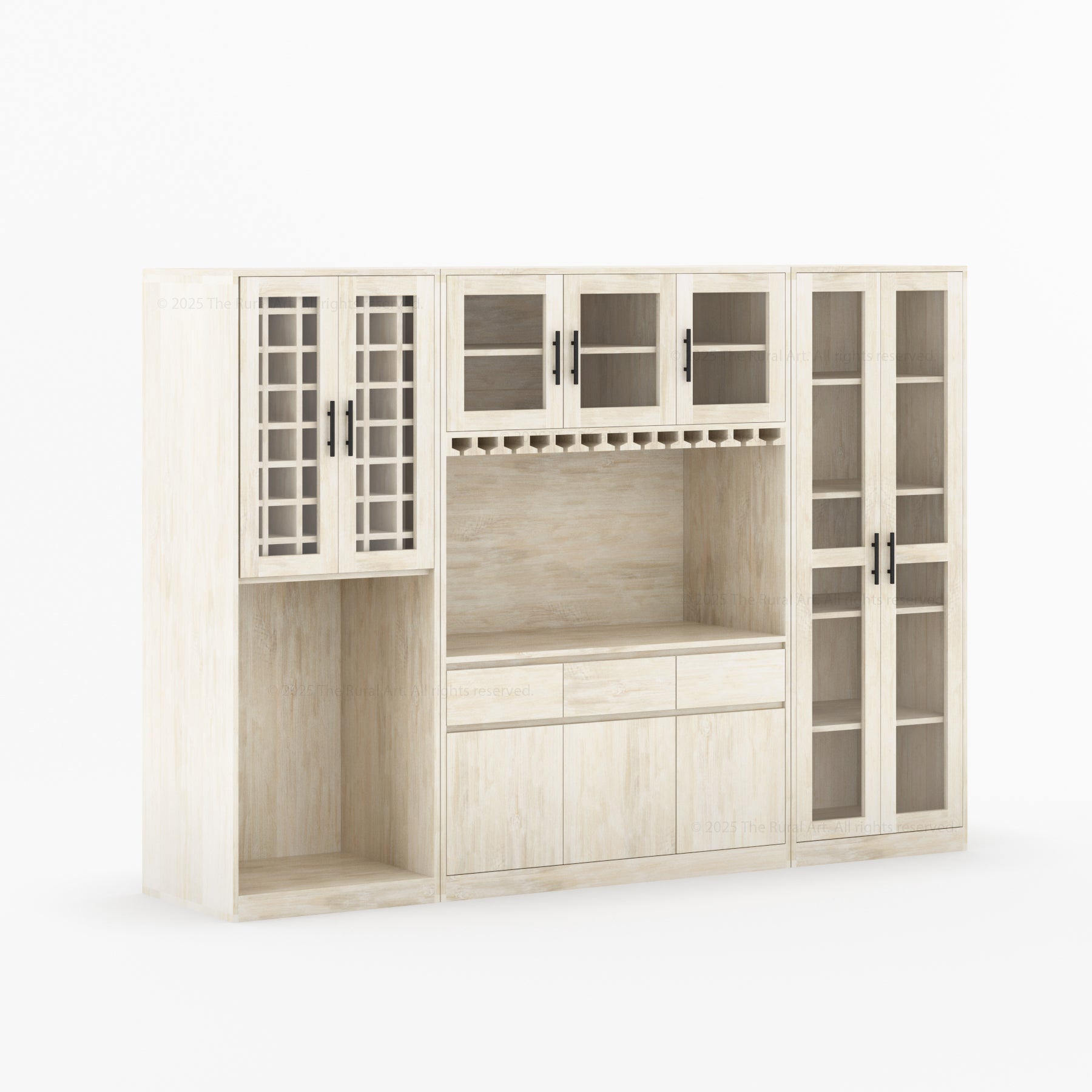 White Wine Bar Cabinet with Fridge Space