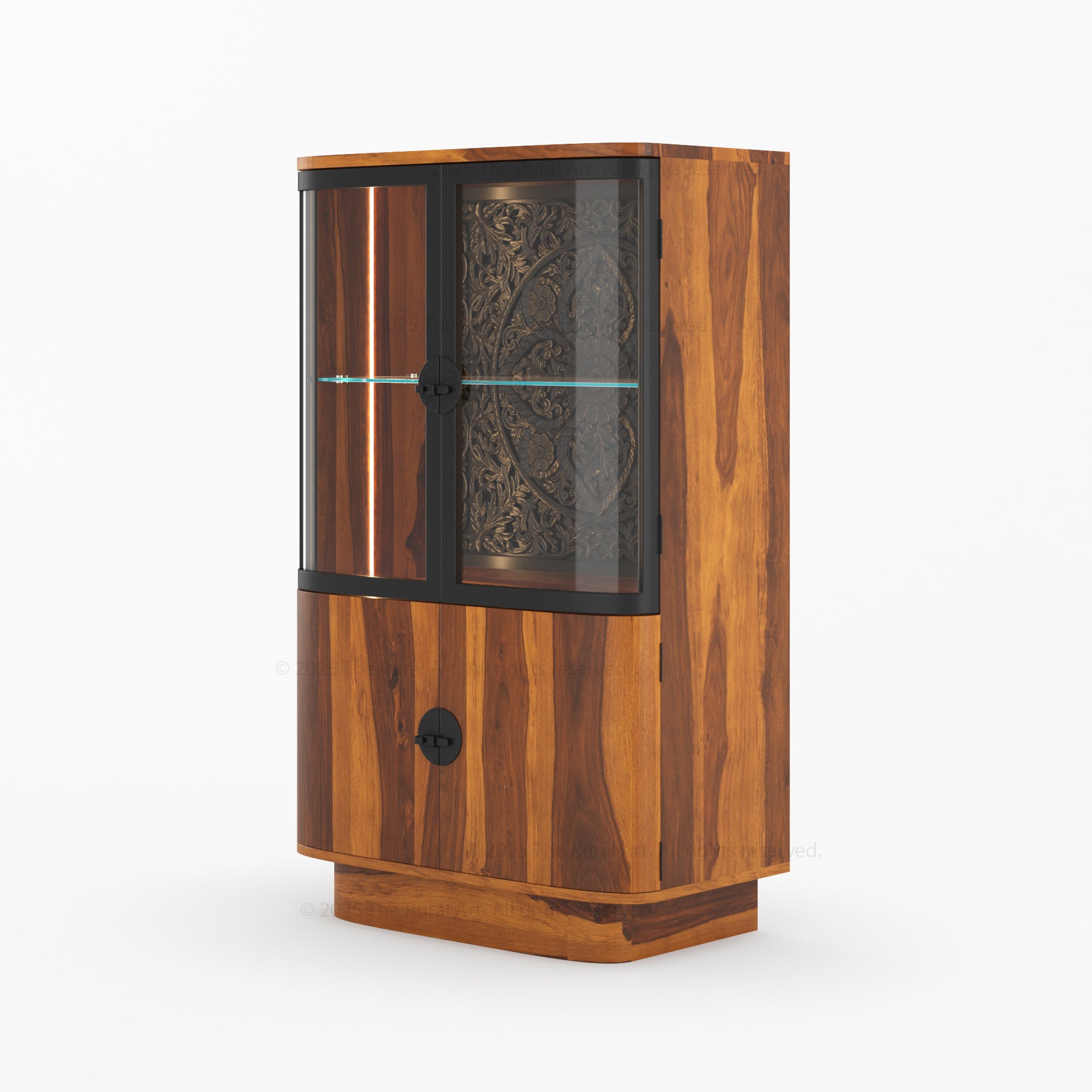 Woodinville Carved Bar Cabinet with Display Rack