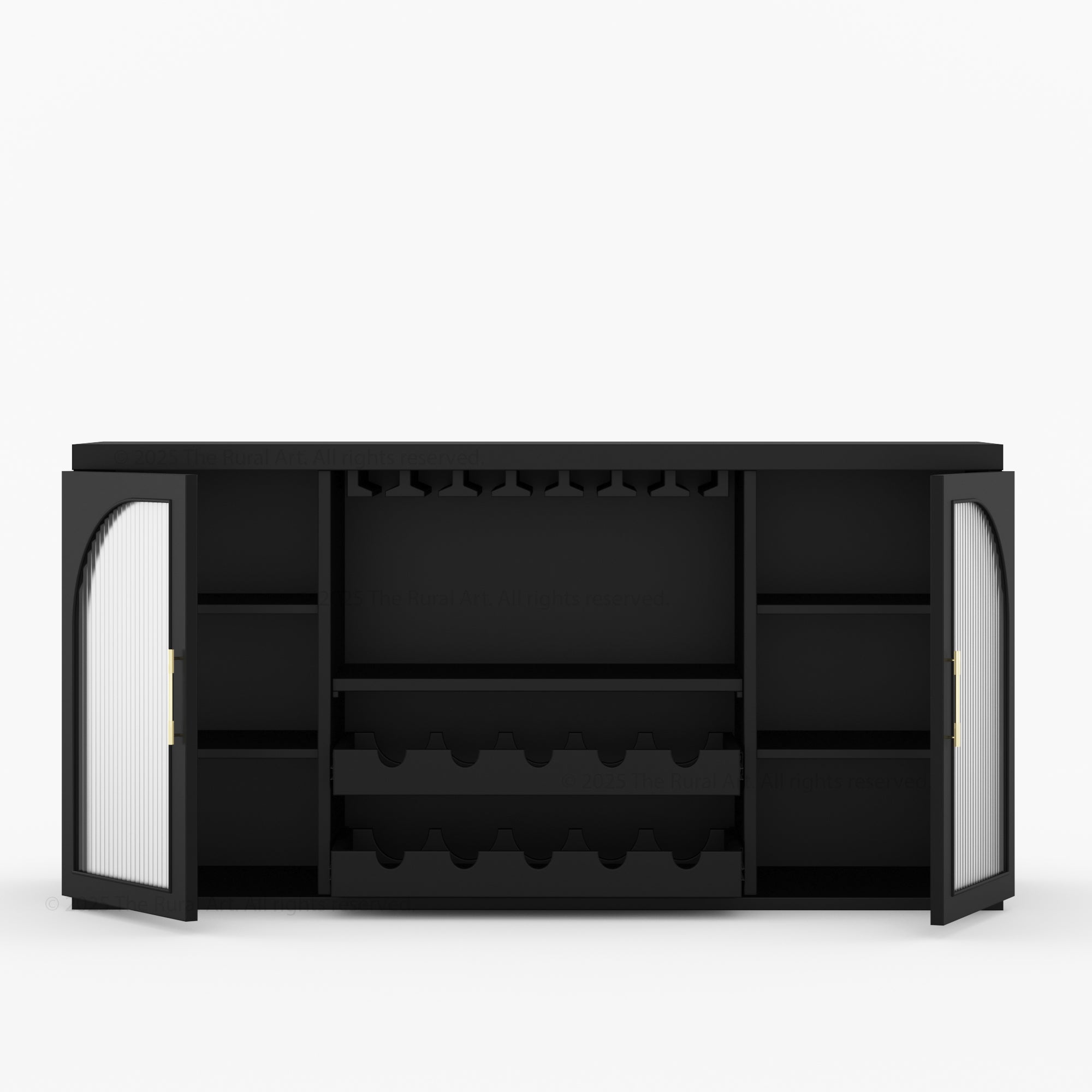 Shelbyville Arched Fluted-Glass Wine Bar Cabinet