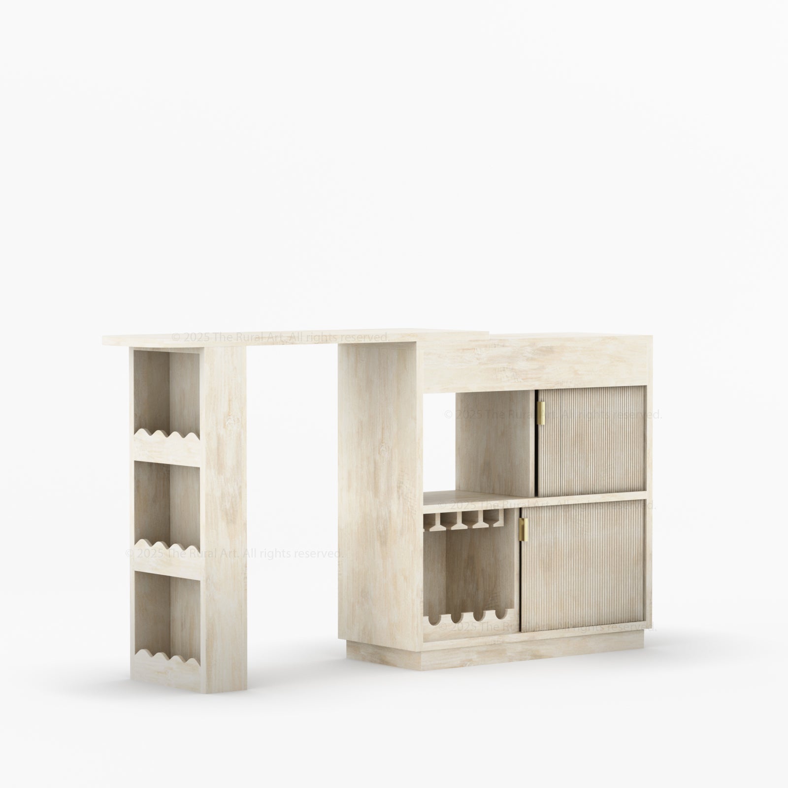 Palo Alto Folding Bar Desk Cabinet | Solid Wood with Wine Storage