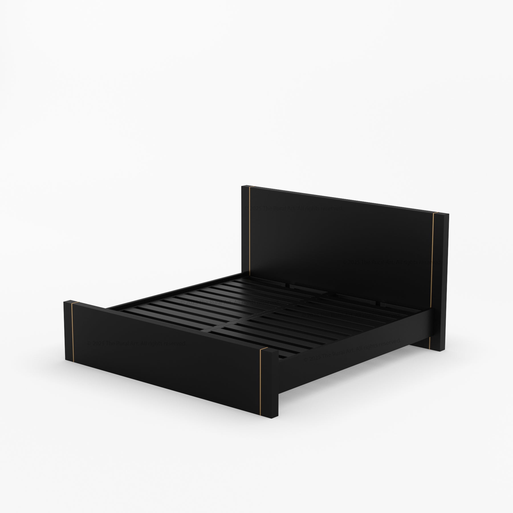 Branson Solid Wood Platform Bed with Subtle Brass Inlay