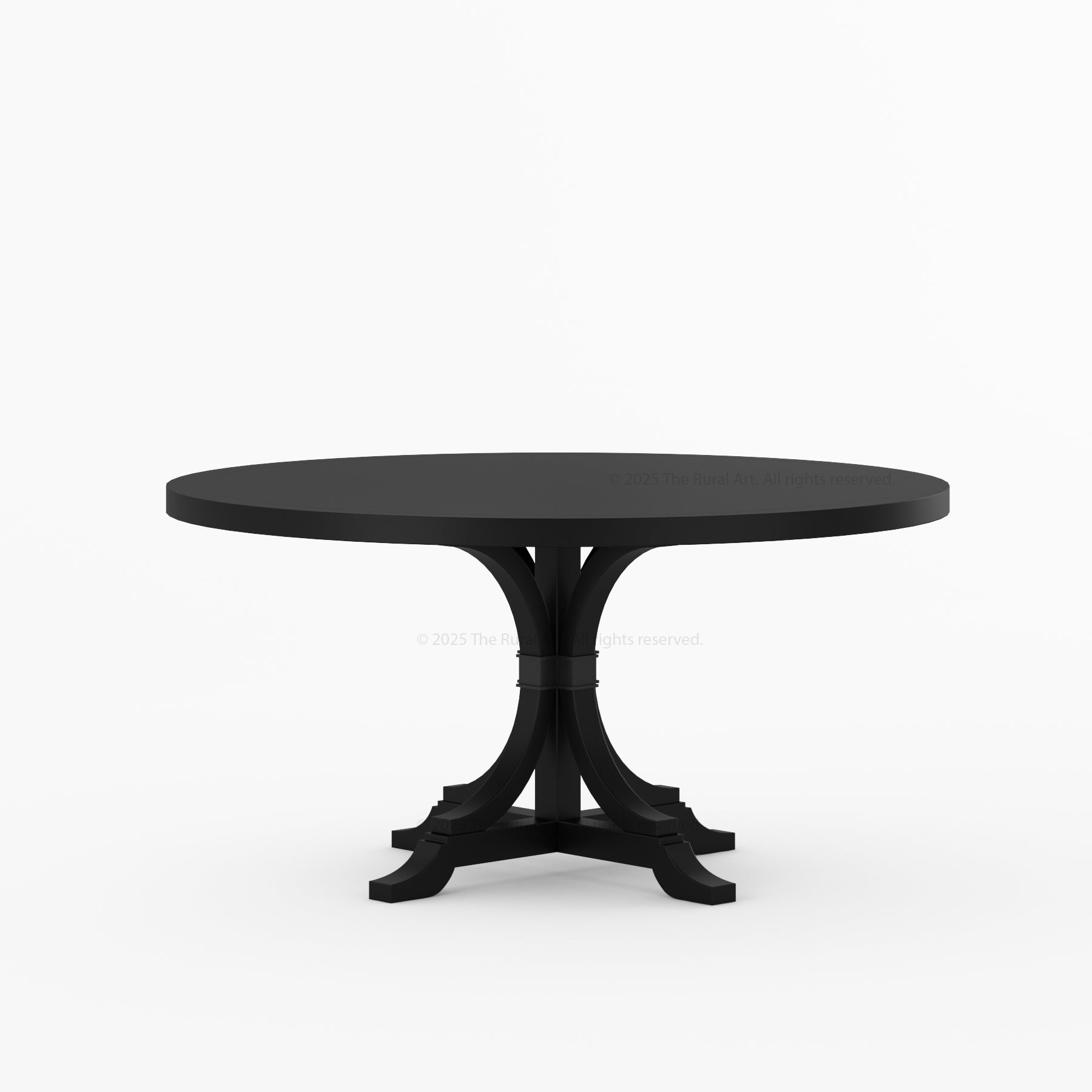Miami Round Solid Wood Dining Table with Iron Accent Pedestal