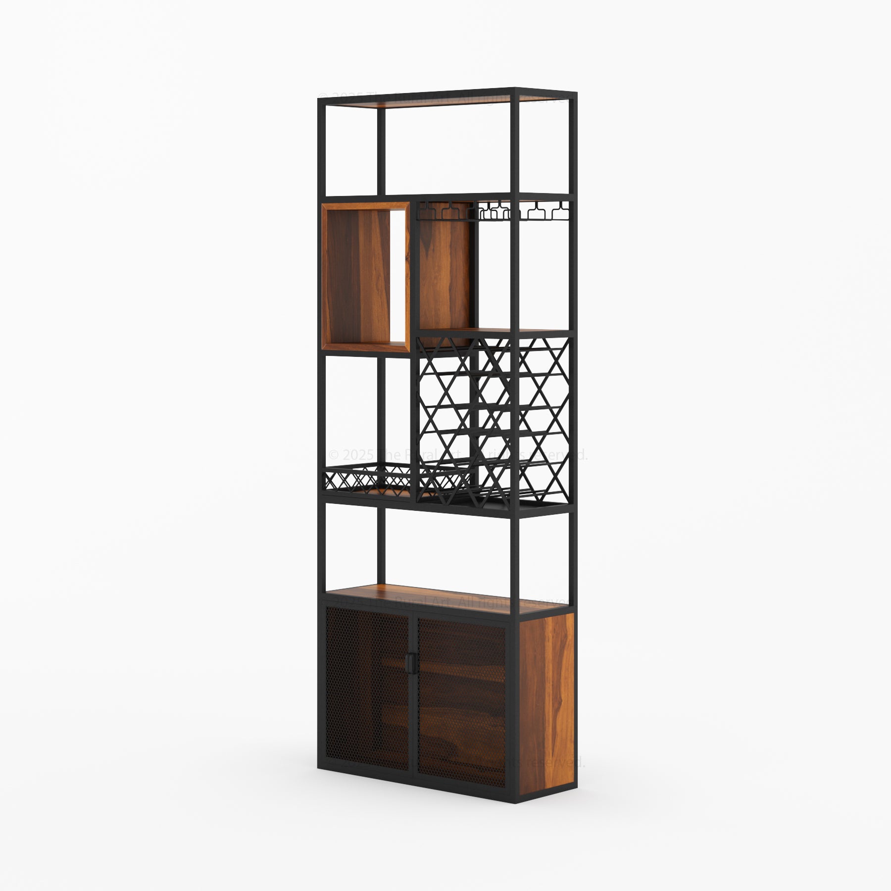 Philadelphia Modular Industrial Home Wine Bar Cabinet Rack