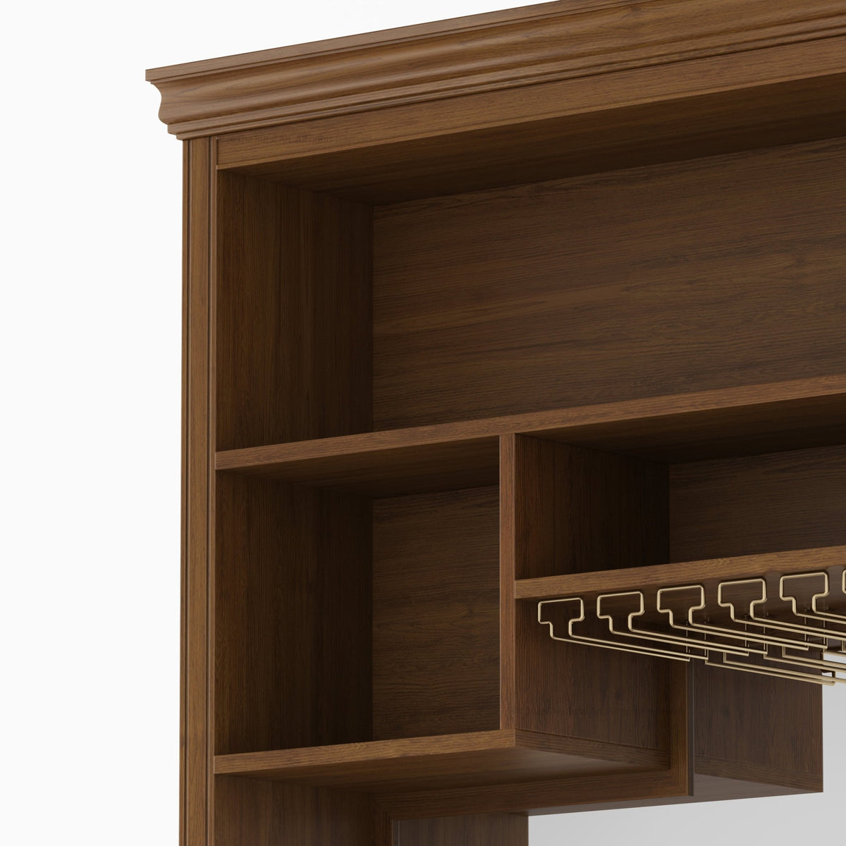 Lexington Solid Wood Wine Bar Cabinet with Hutch, Marble Countertop & Leather Detailing