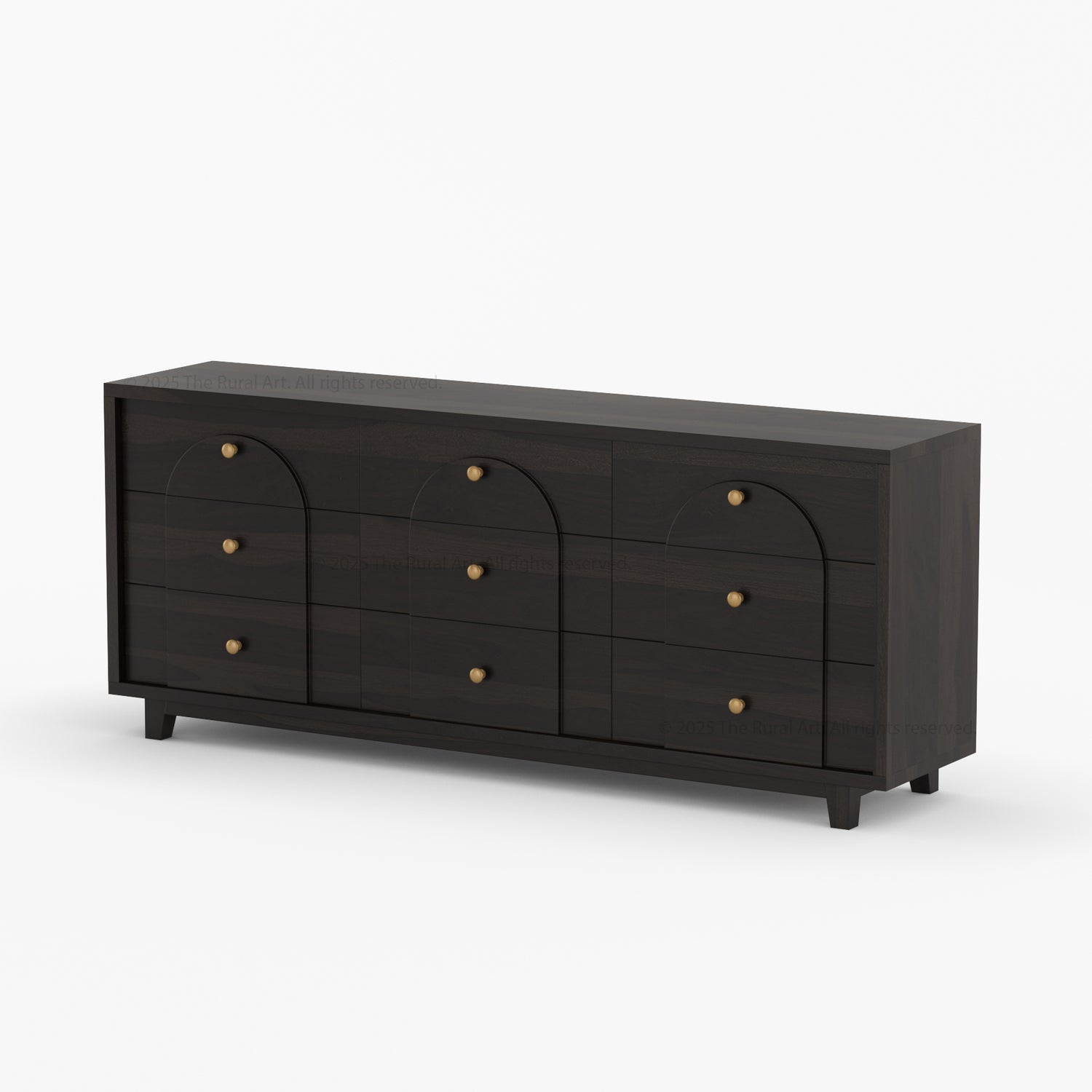 Livingston Solid Wood Dresser with Arched Front & Brass Knobs