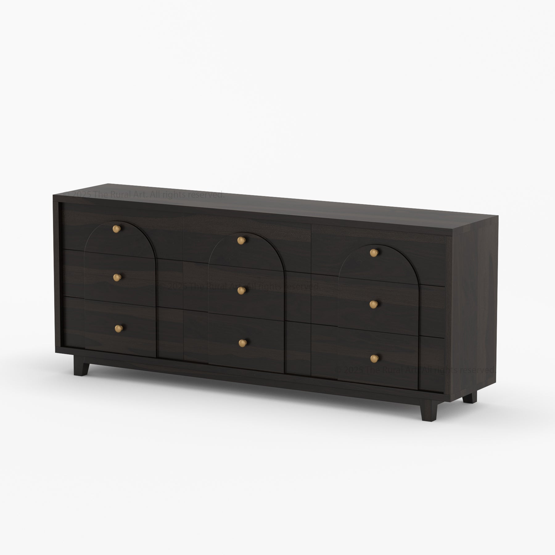 Livingston Solid Wood Dresser with Arched Front & Brass Knobs