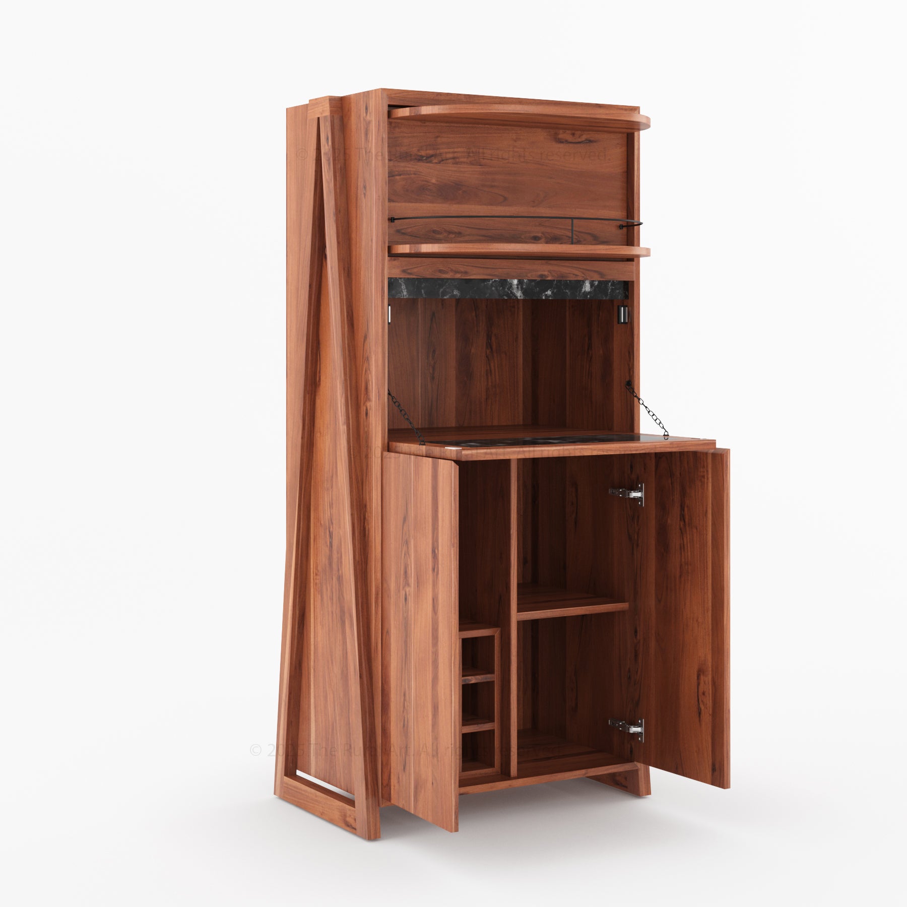 Beckley Solid Wood Revolving Wine Bar Cabinet