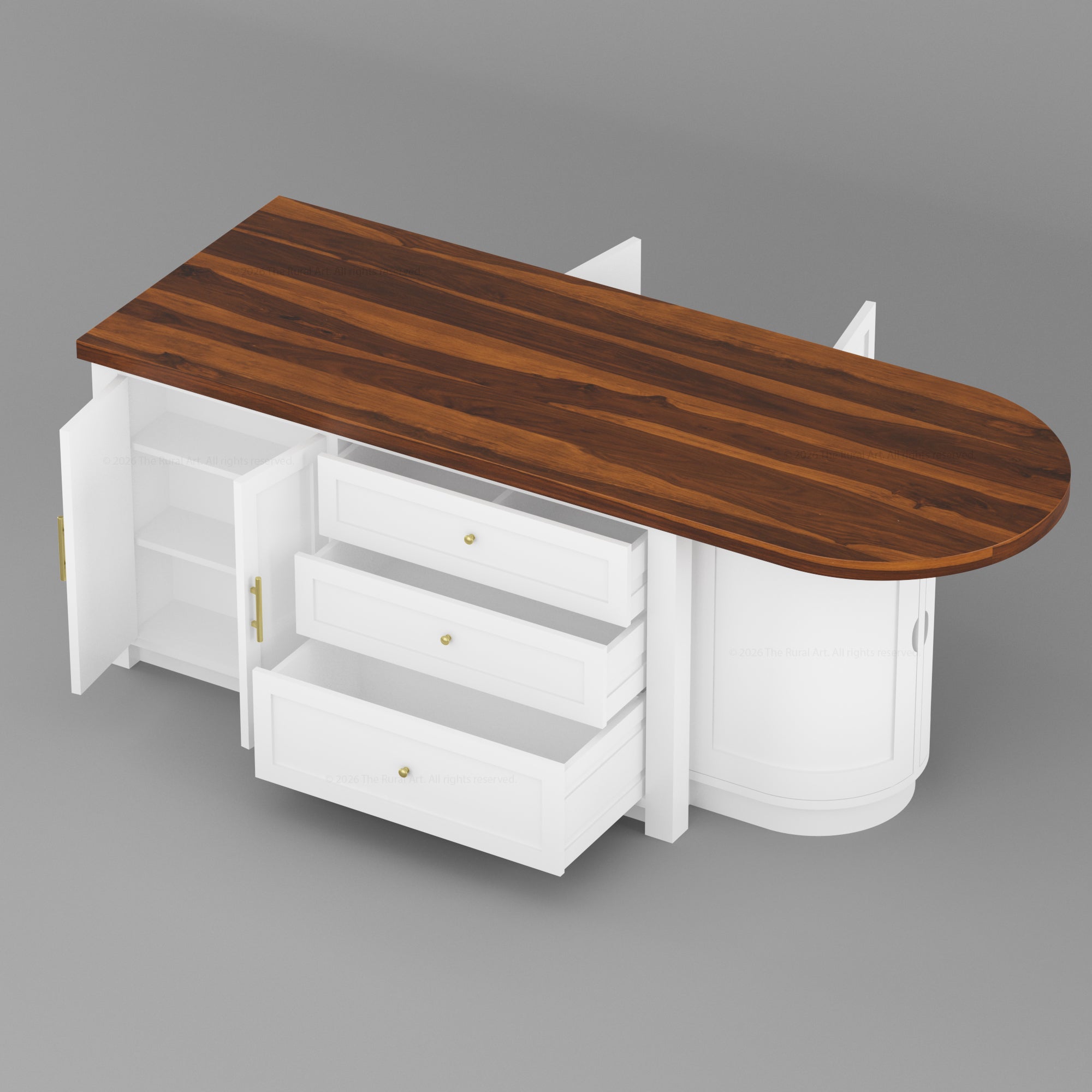 Danville Solid Wood Kitchen Island with Built-In Wine Cooler & Storage Cabinets