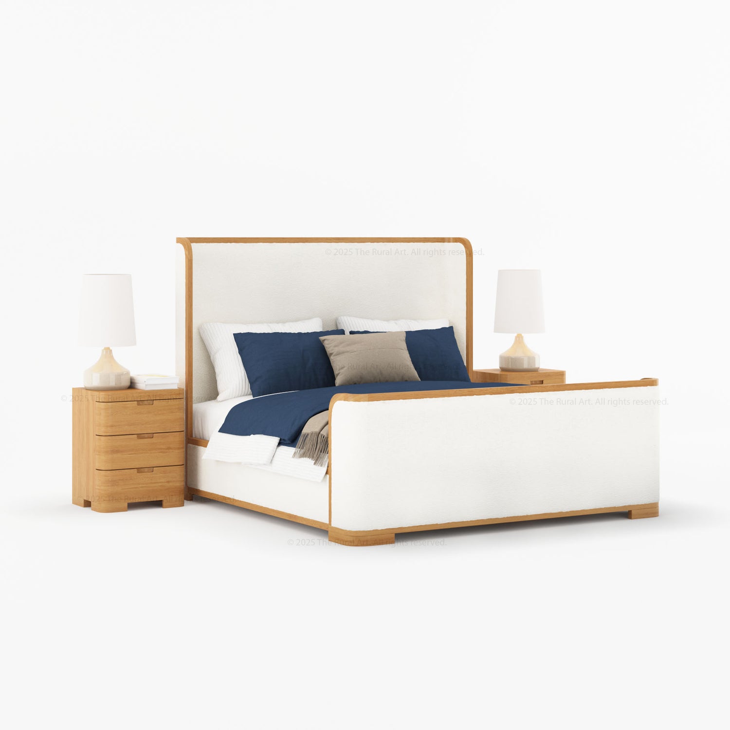 Beverly Shelter Platform Bed Upholstered Frame with Footboard