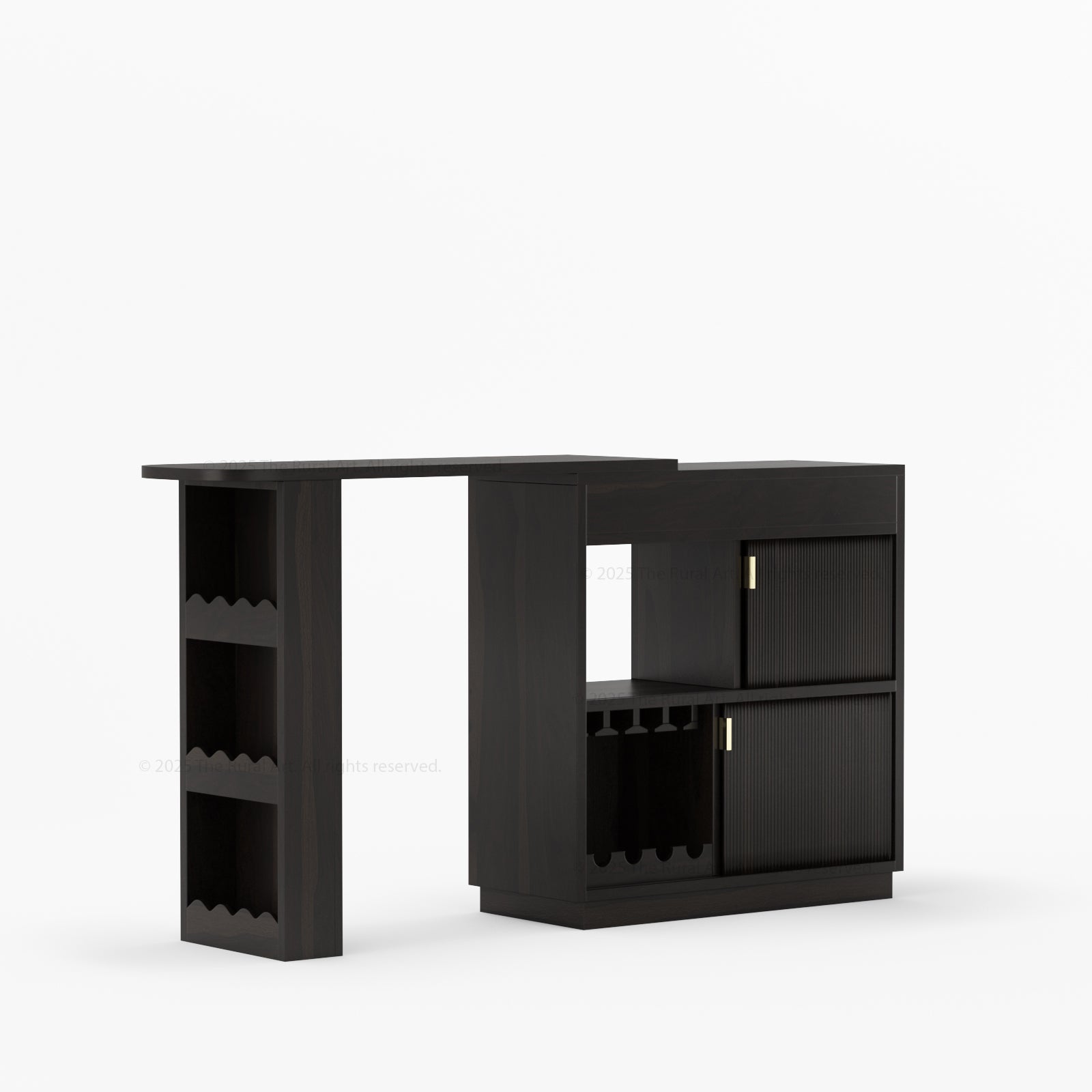 Palo Alto Folding Bar Desk Cabinet | Solid Wood with Wine Storage