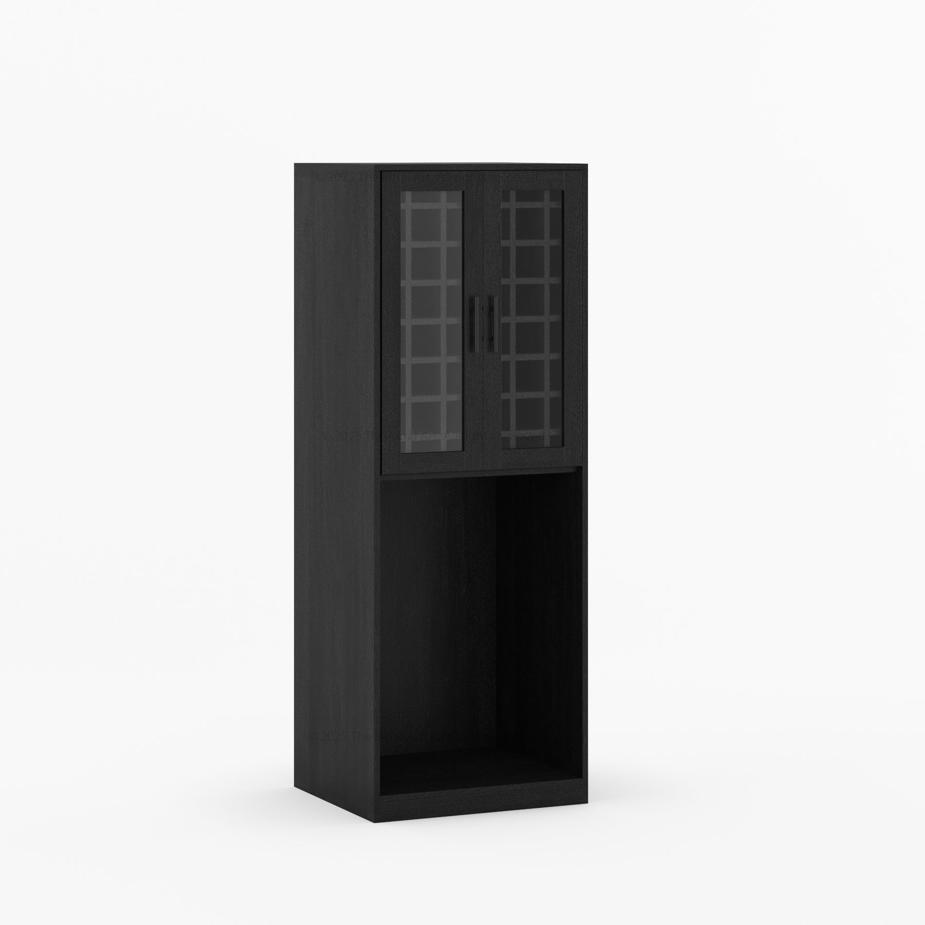 Black Wine Bar Cabinet with Wine Rack and Fridge Space