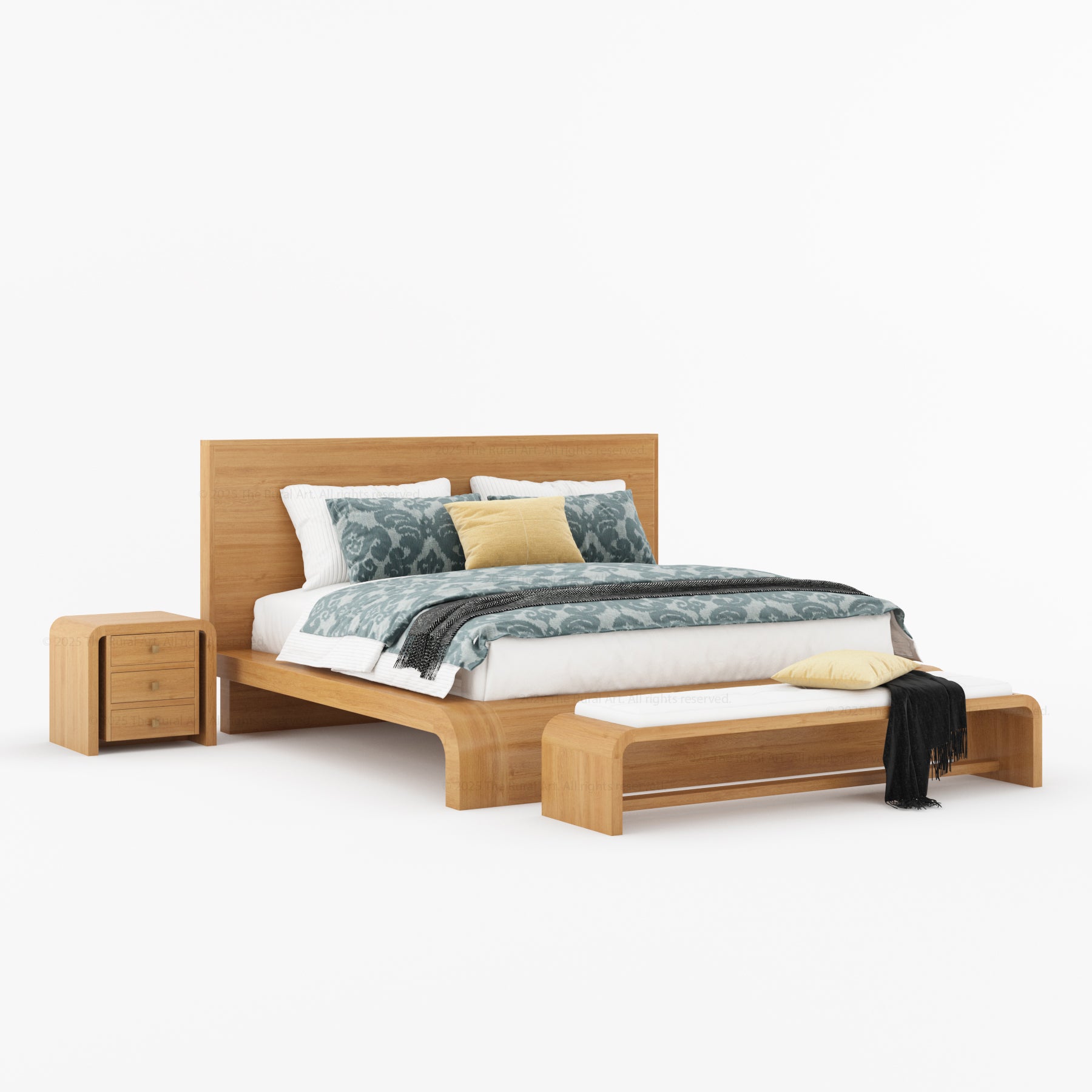 Stockton Solid Wood Curved Platform Bed