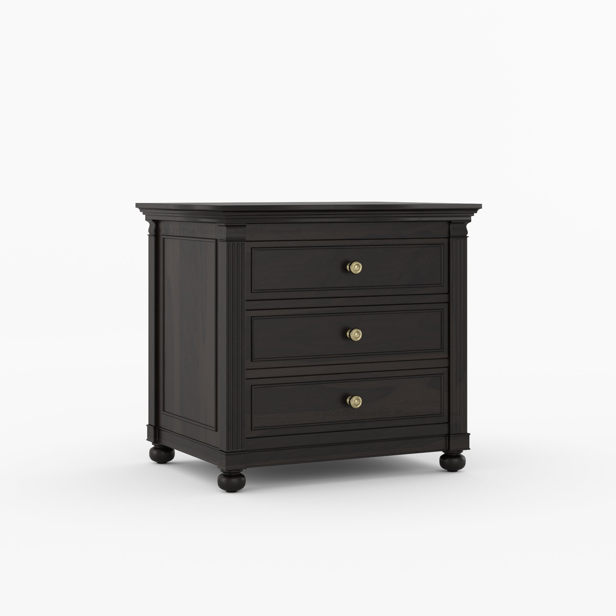 Kingman Grand Solid Wood Canopy Bed and Nightstand Set with Fluted Columns