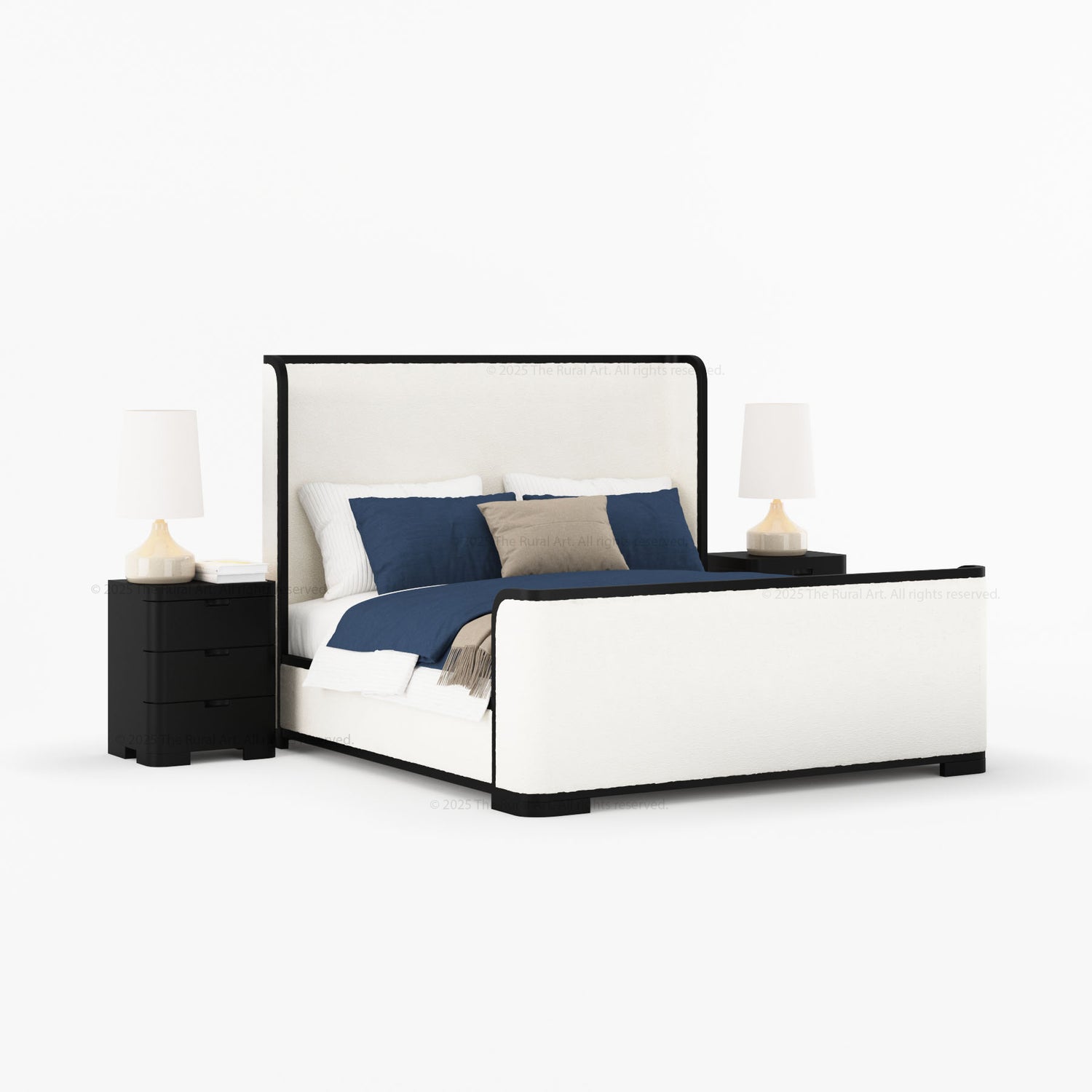 Beverly Shelter Platform Bed Upholstered Frame with Footboard