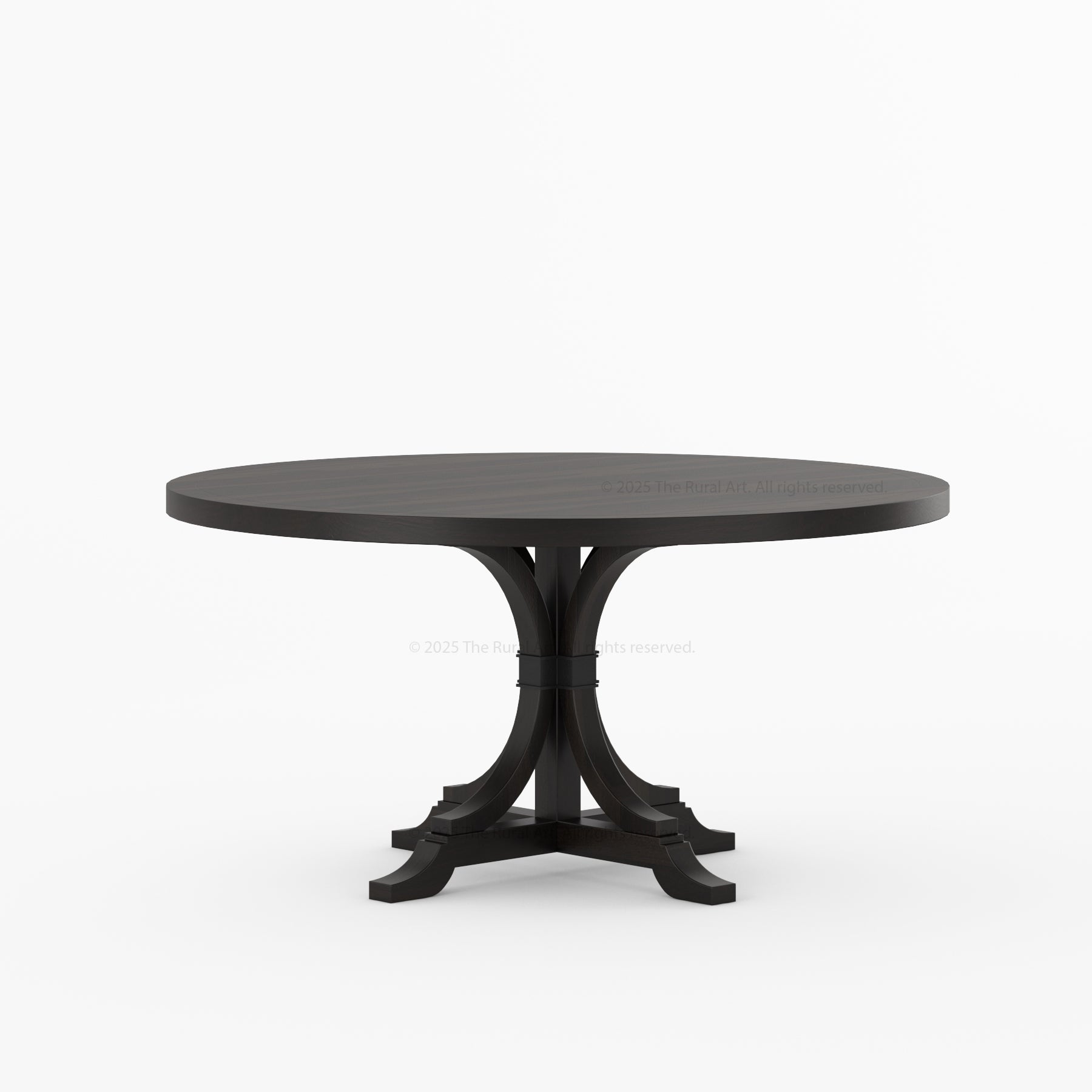 Miami Round Solid Wood Dining Table with Iron Accent Pedestal