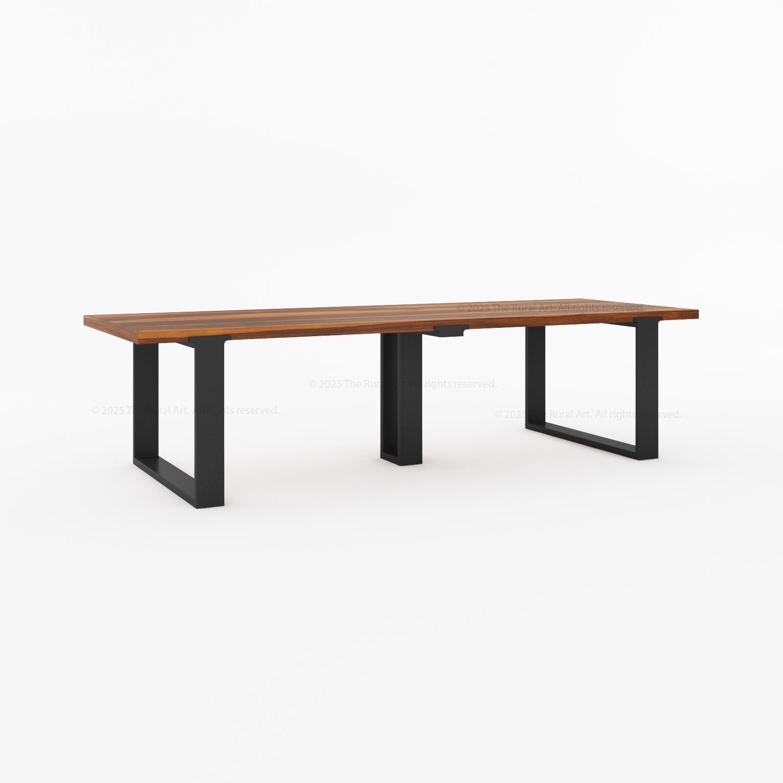 Ashland Solid Wood Dining Table with Metal U-Legs Industrial Modern
