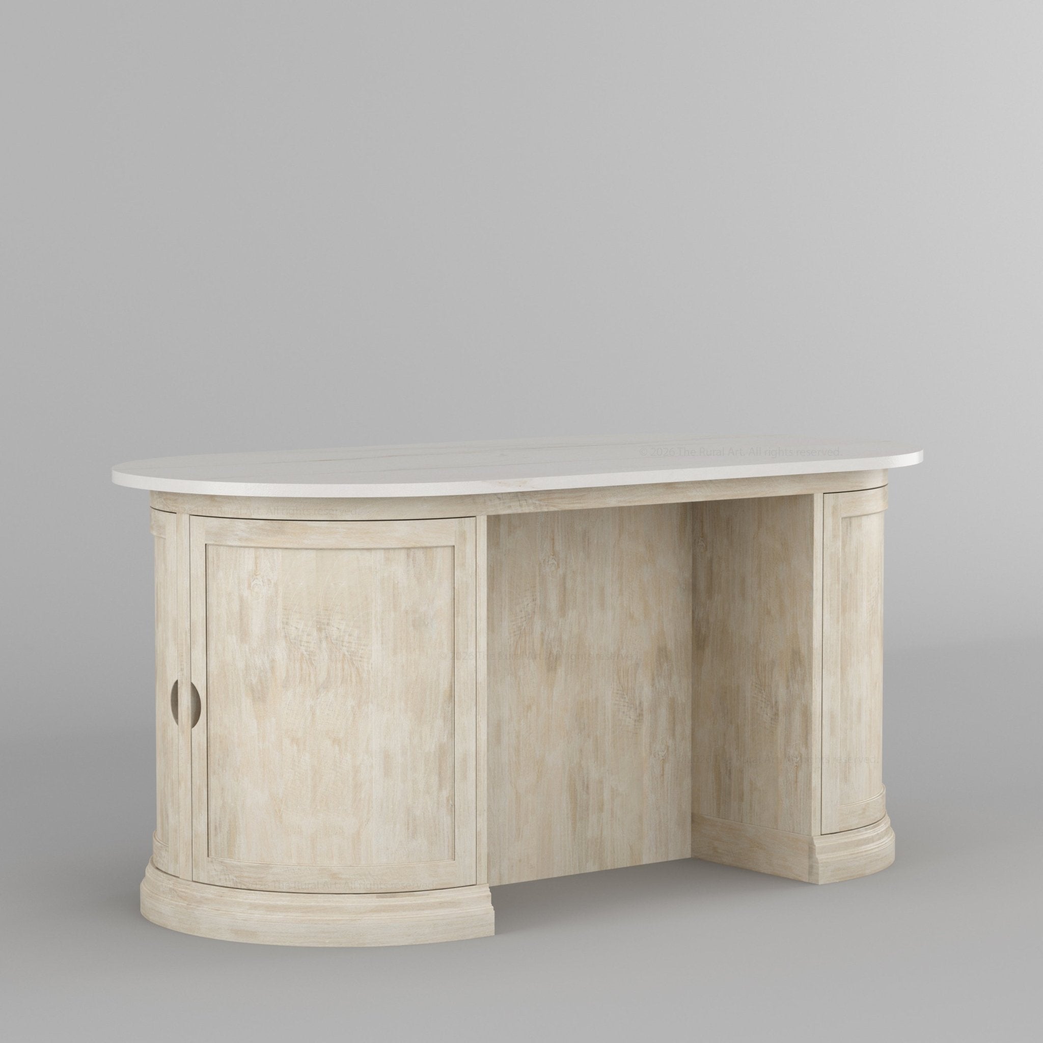 Harrison Solid Wood Oval Kitchen Island with Storage & Optional Seating