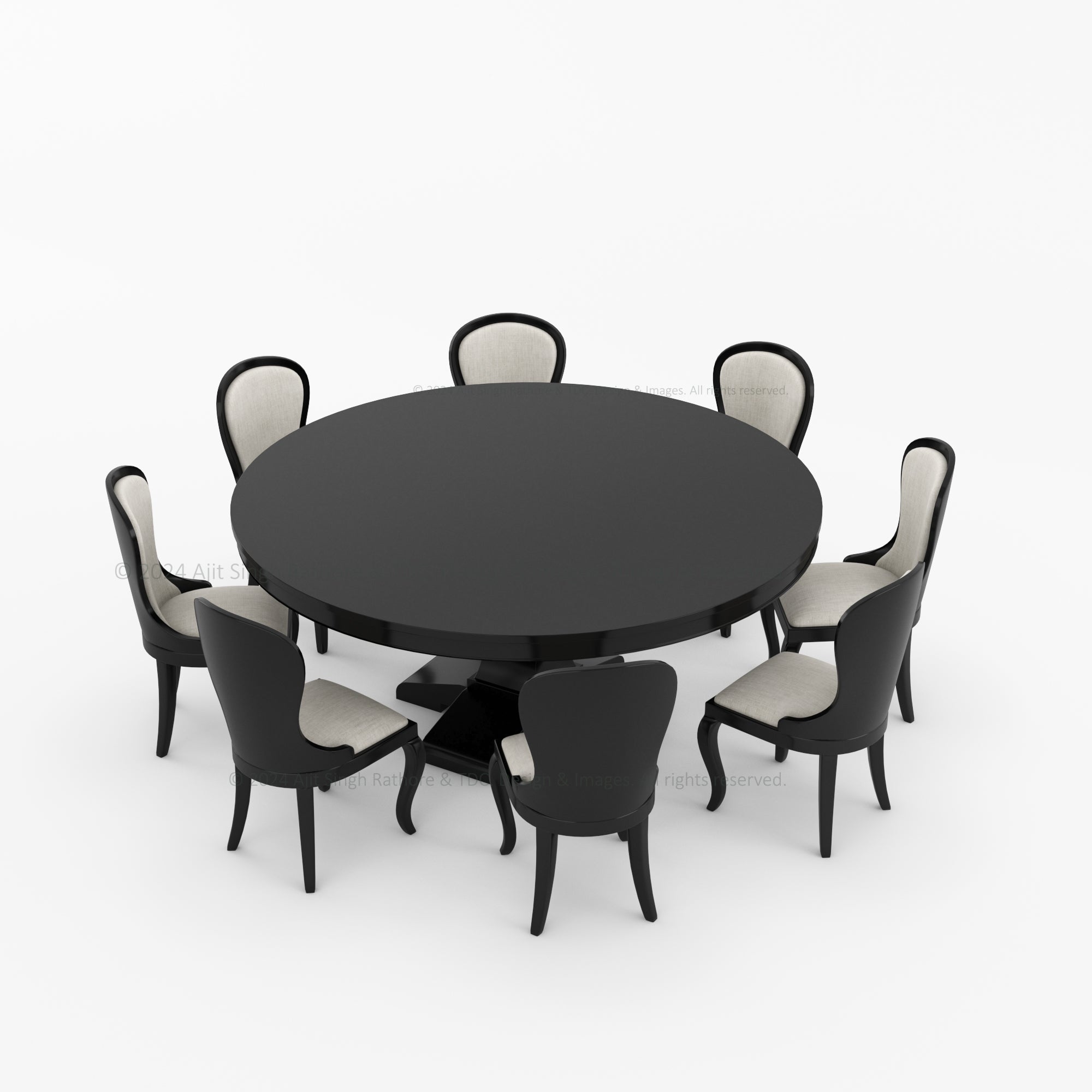 Birmingham Rustic Solid Wood 6, 8, 10 Seater Black Round Dining Set