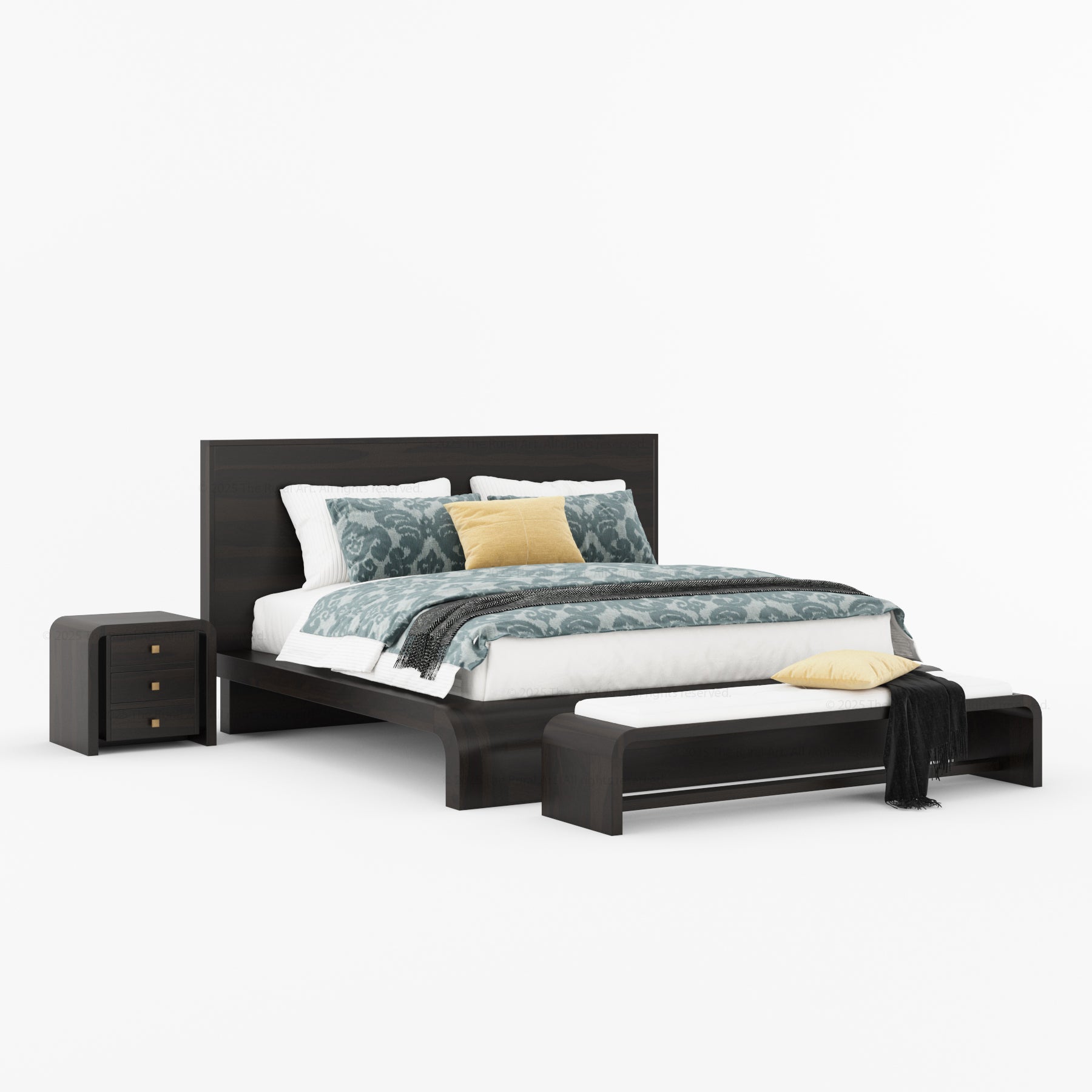 Stockton Solid Wood Curved Platform Bed