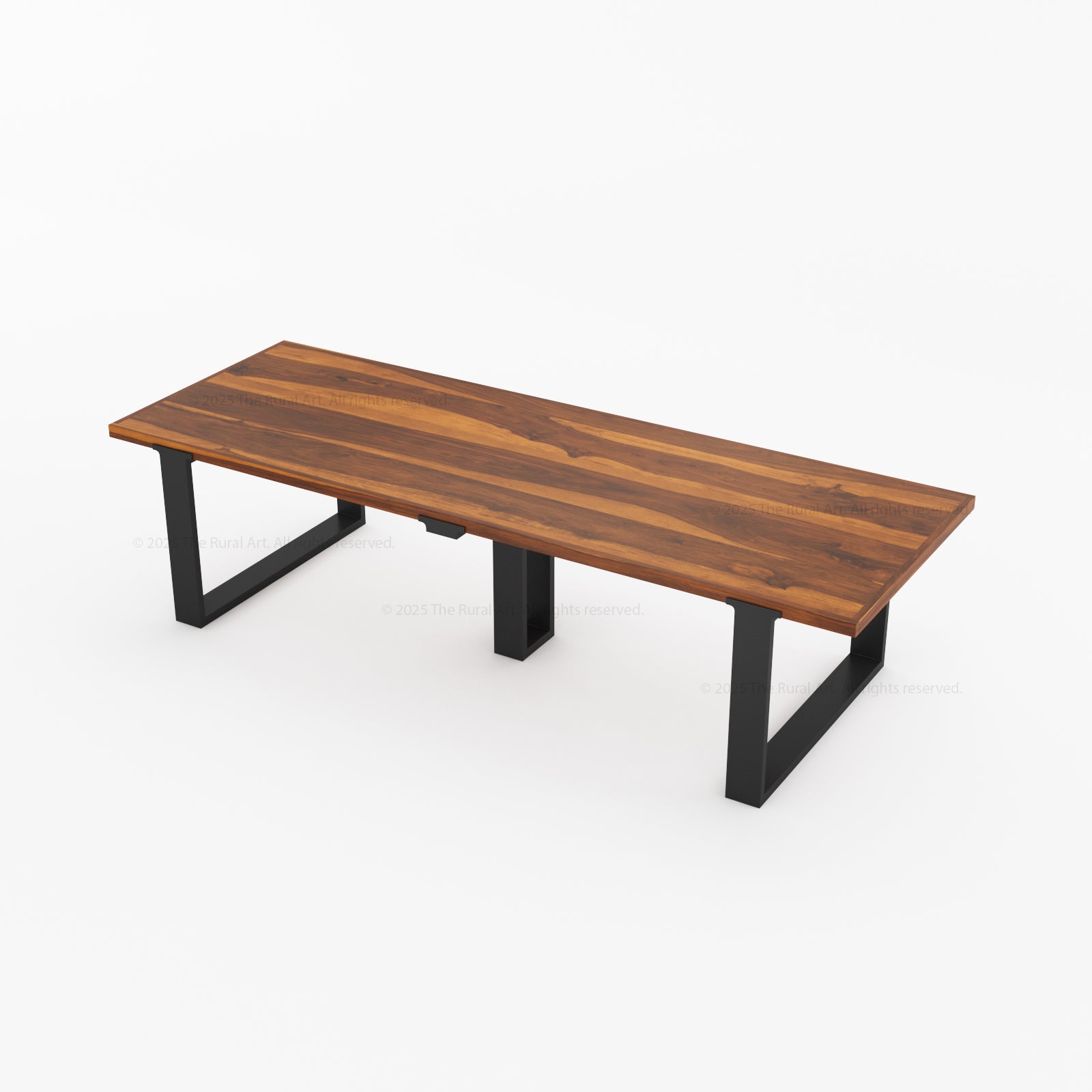 Ashland Solid Wood Dining Table with Metal U-Legs Industrial Modern