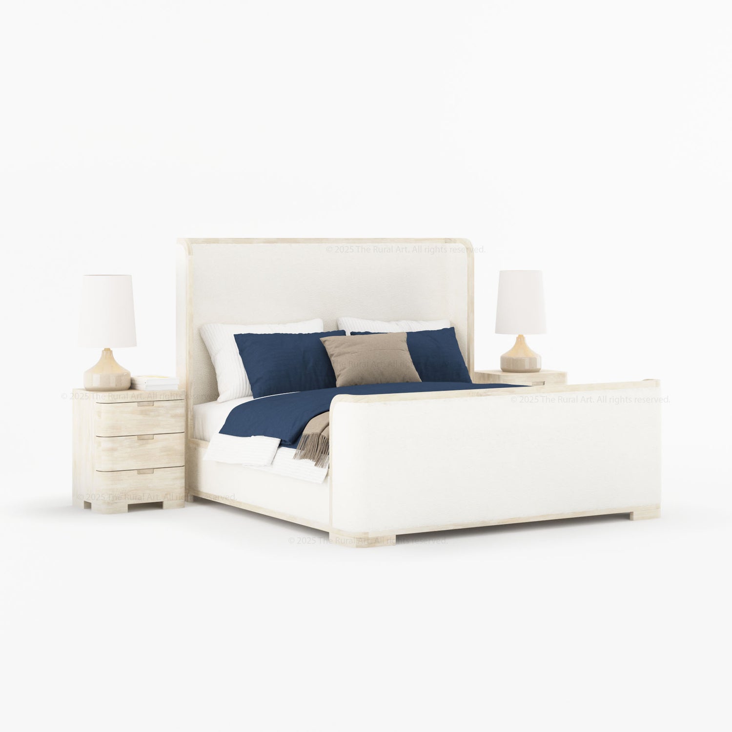 Beverly Shelter Platform Bed Upholstered Frame with Footboard