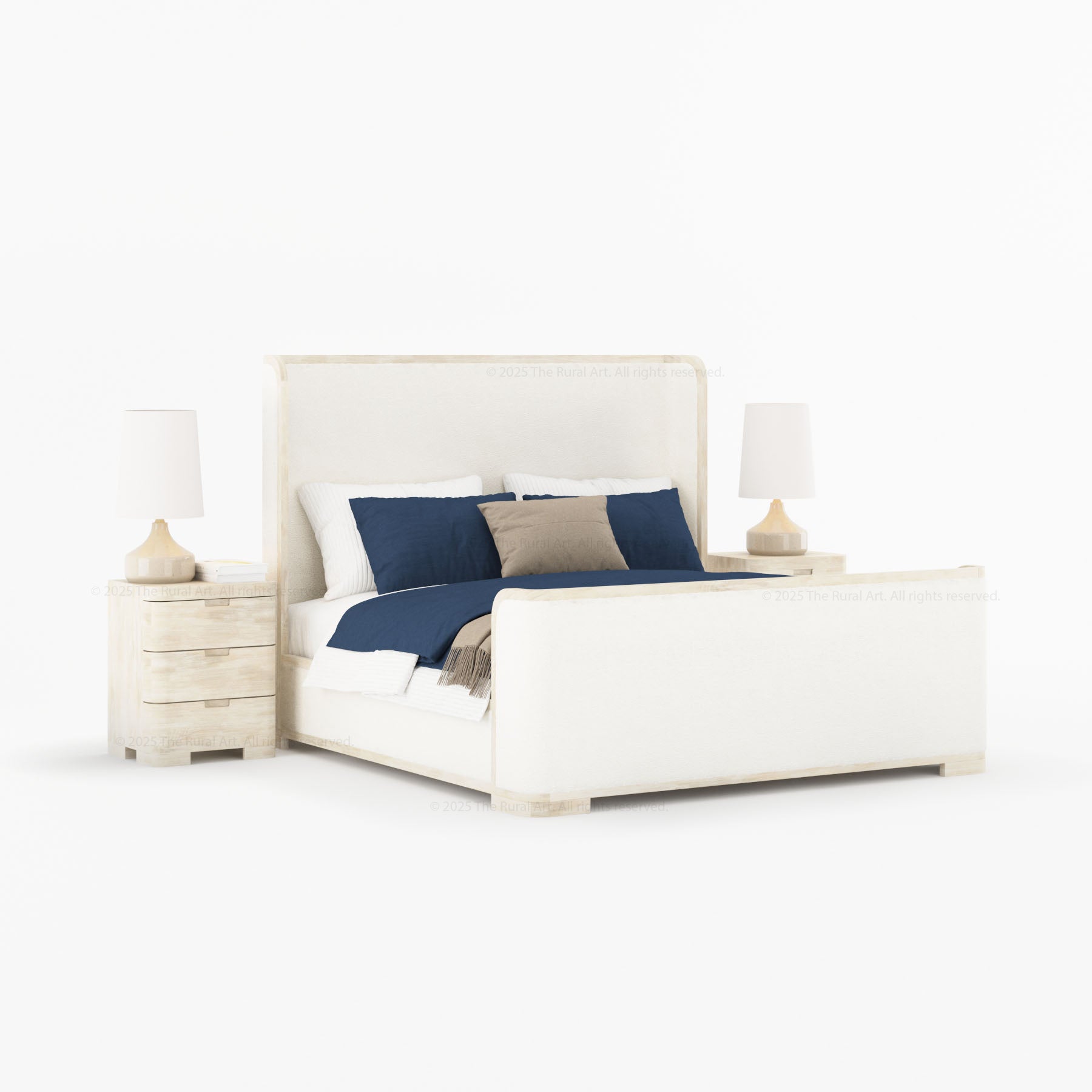 Beverly Shelter Platform Bed Upholstered Frame with Footboard