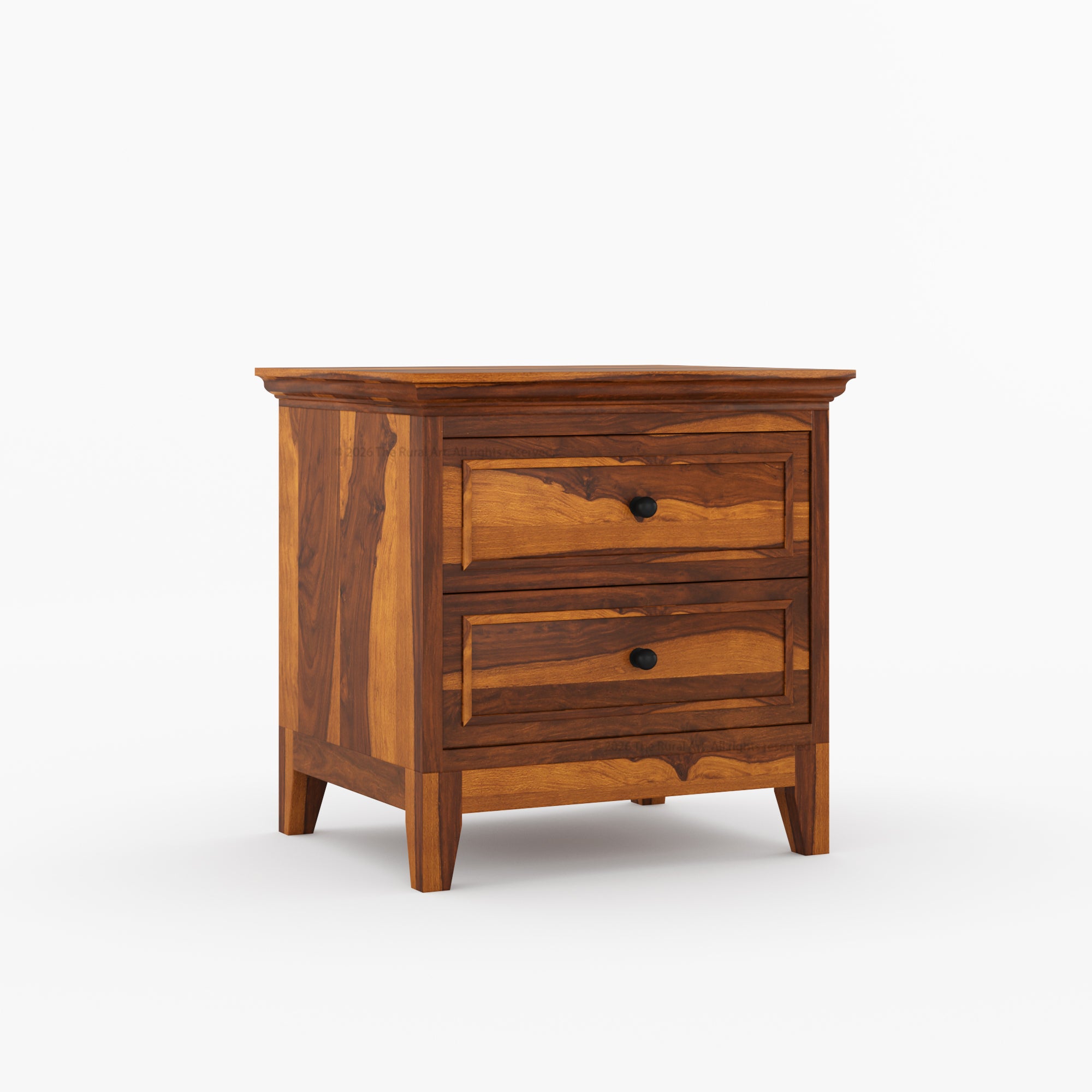 Anniston Solid Wood Bed and Nightstand Set with Upholstered Headboard
