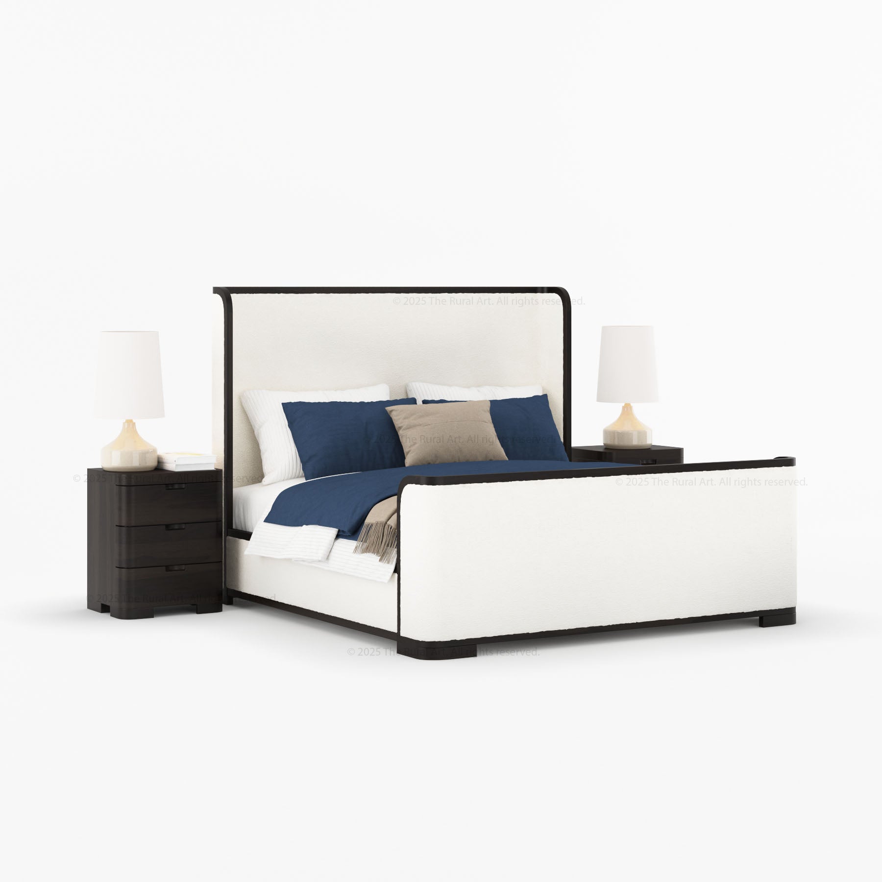Beverly Shelter Platform Bed Upholstered Frame with Footboard