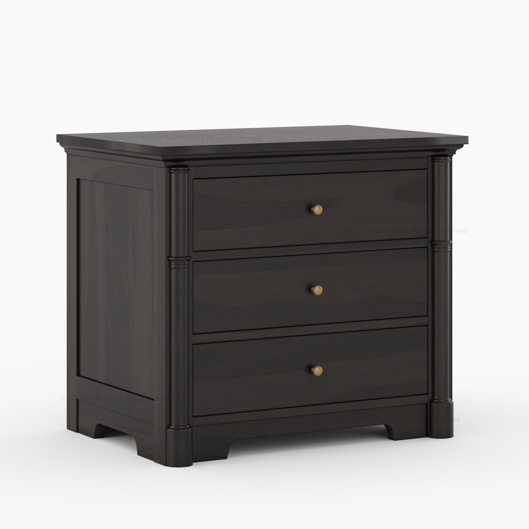 Abilene Solid Wood Three-Drawer Large Nightstand