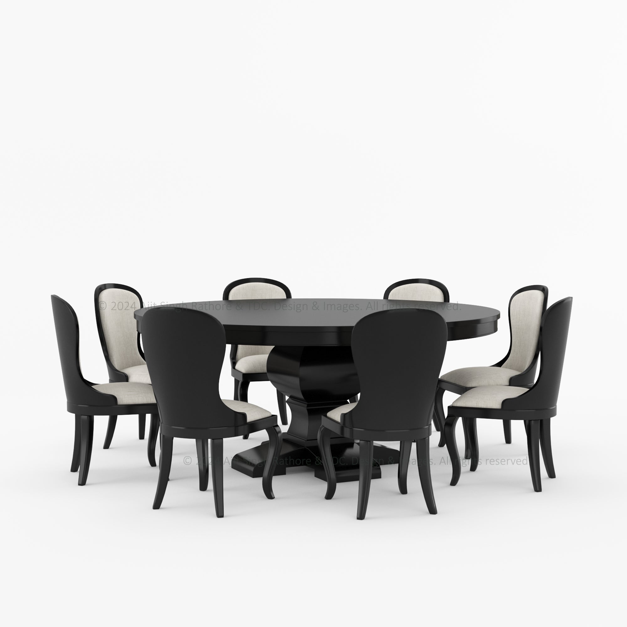 Birmingham Rustic Solid Wood 6, 8, 10 Seater Black Round Dining Set