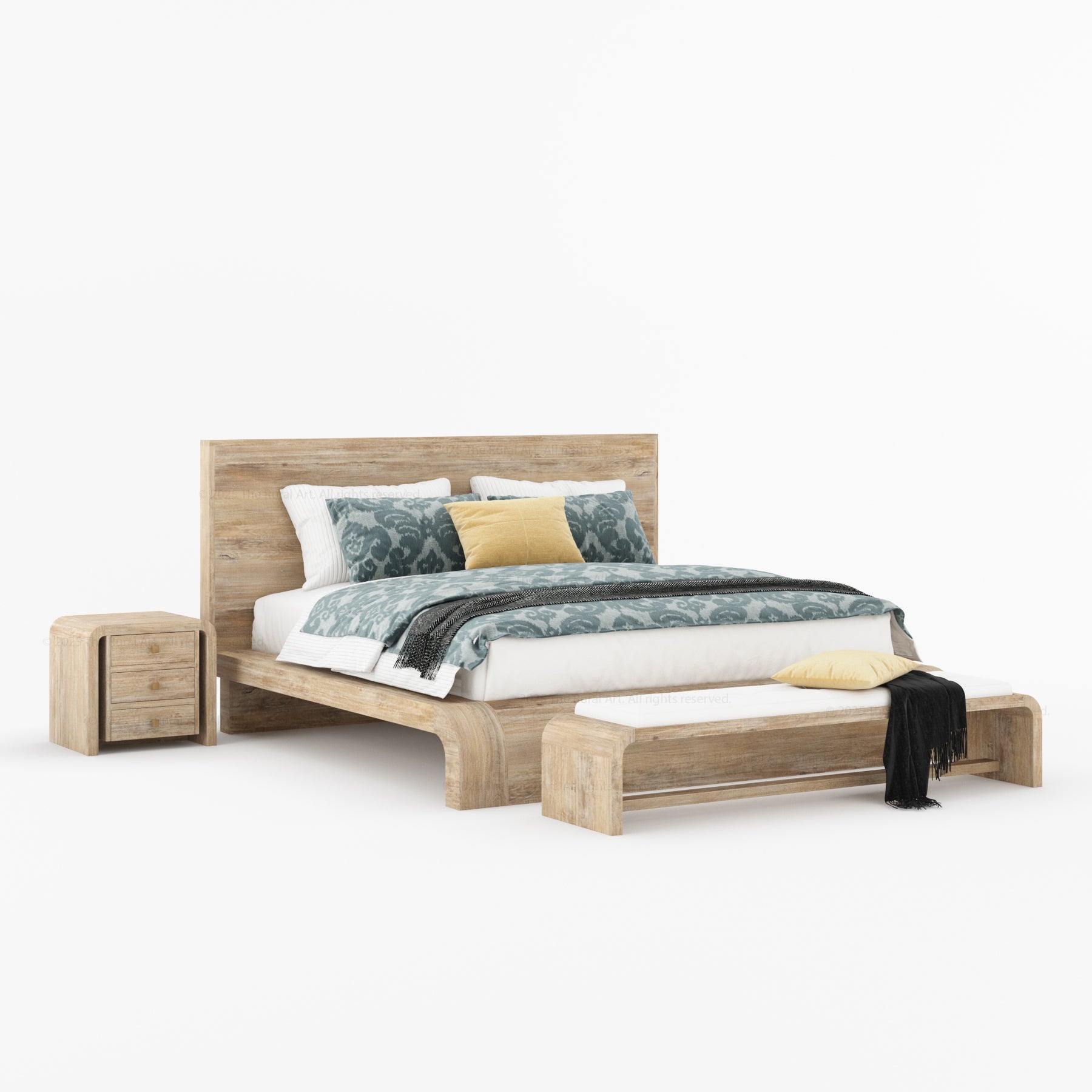 Stockton Solid Wood Curved Platform Bed