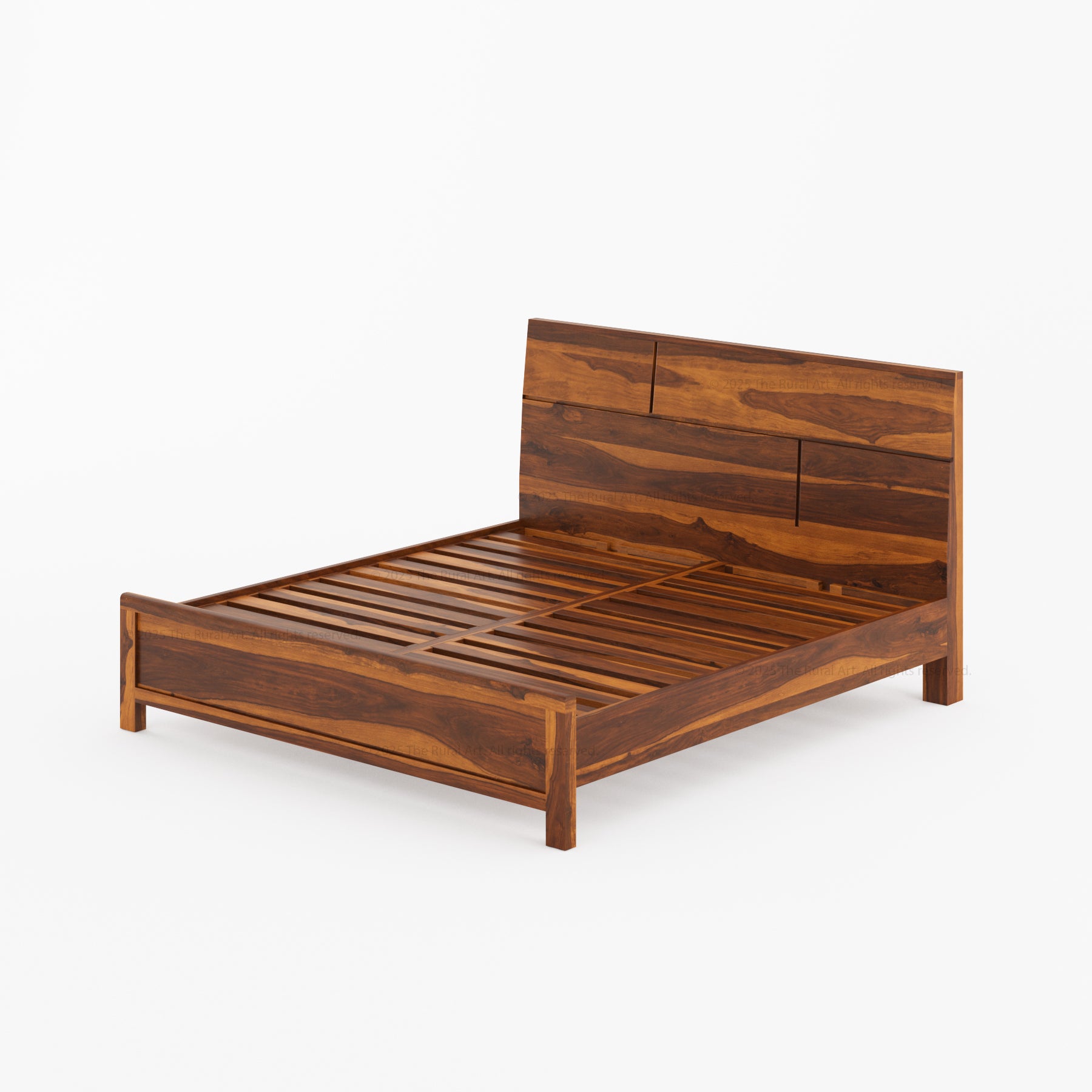 Princeton Solid Wood Platform Bed with Geometric Headboard Design