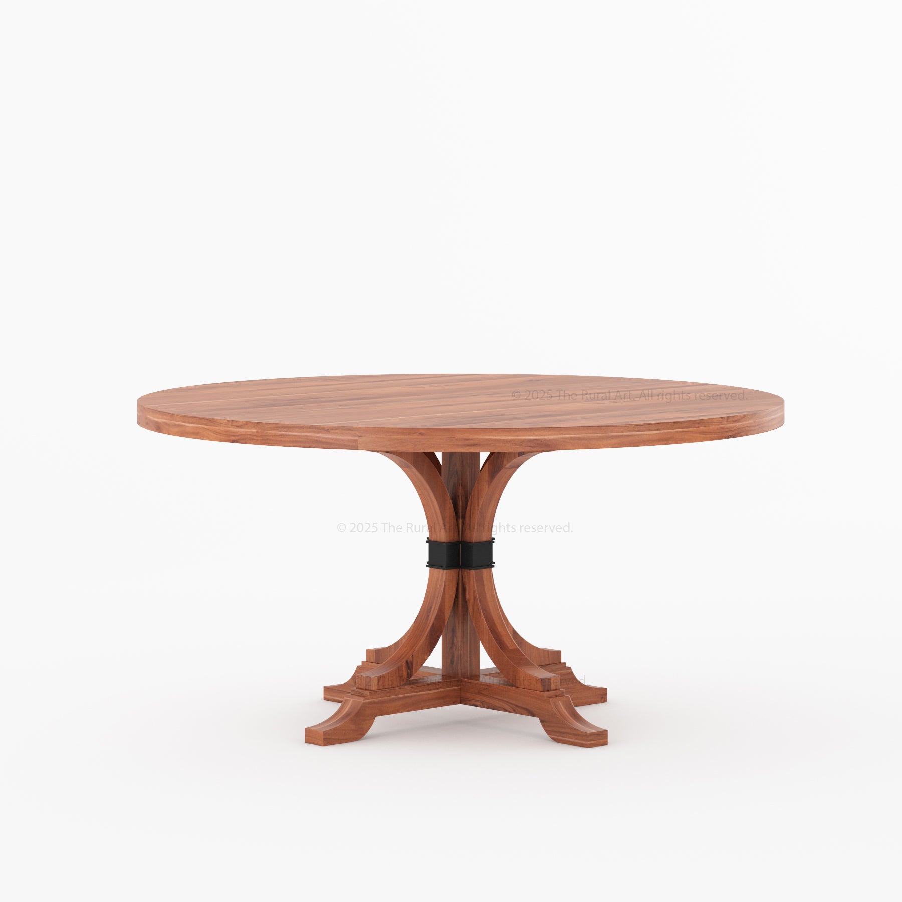 Miami Round Solid Wood Dining Table with Iron Accent Pedestal