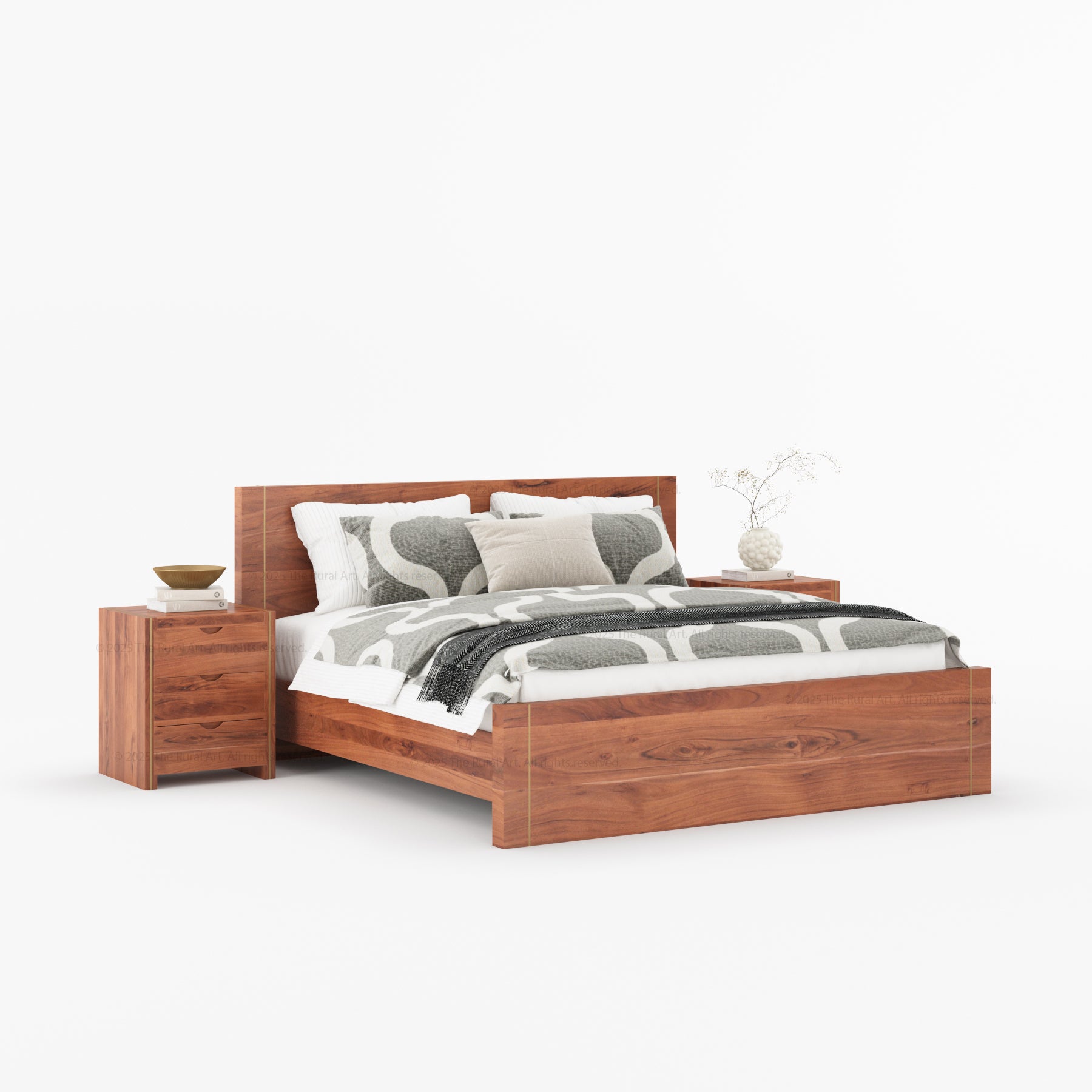 Branson Solid Wood Bedroom Collection with Brass Inlay Detailing