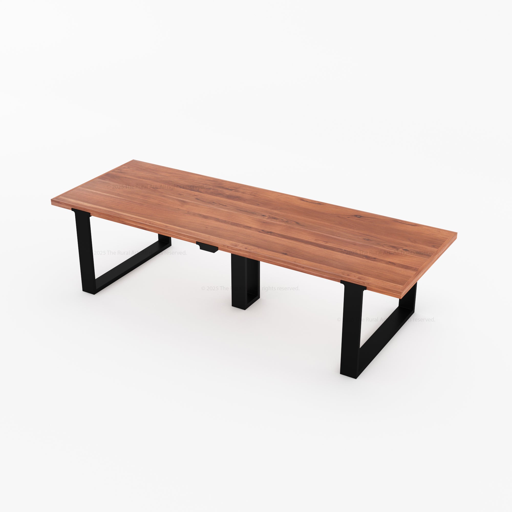 Ashland Solid Wood Dining Table with Metal U-Legs Industrial Modern