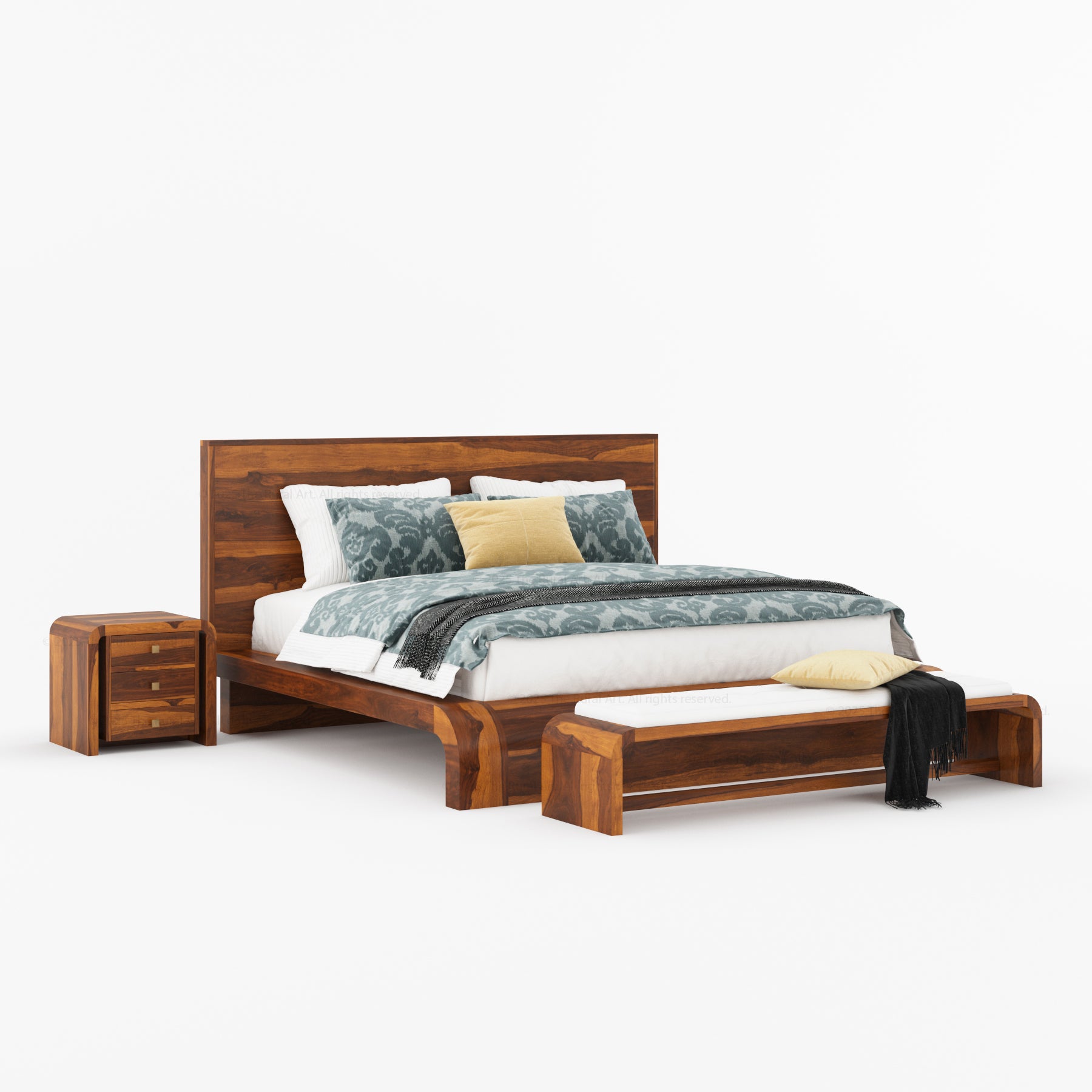Stockton Solid Wood Curved Platform Bed