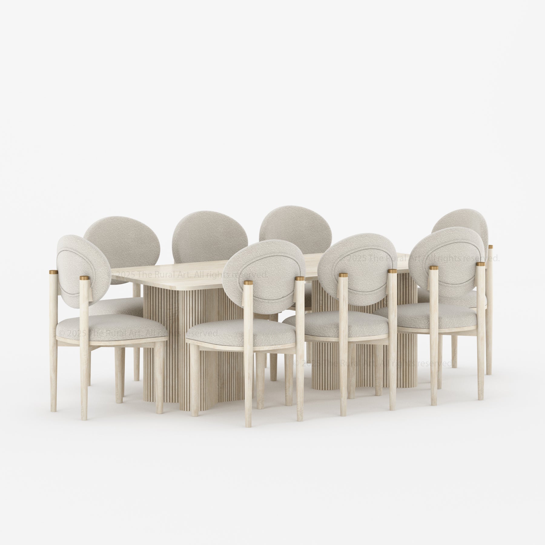 Valdez Fluted Dining Table & Upholstered Chair Set