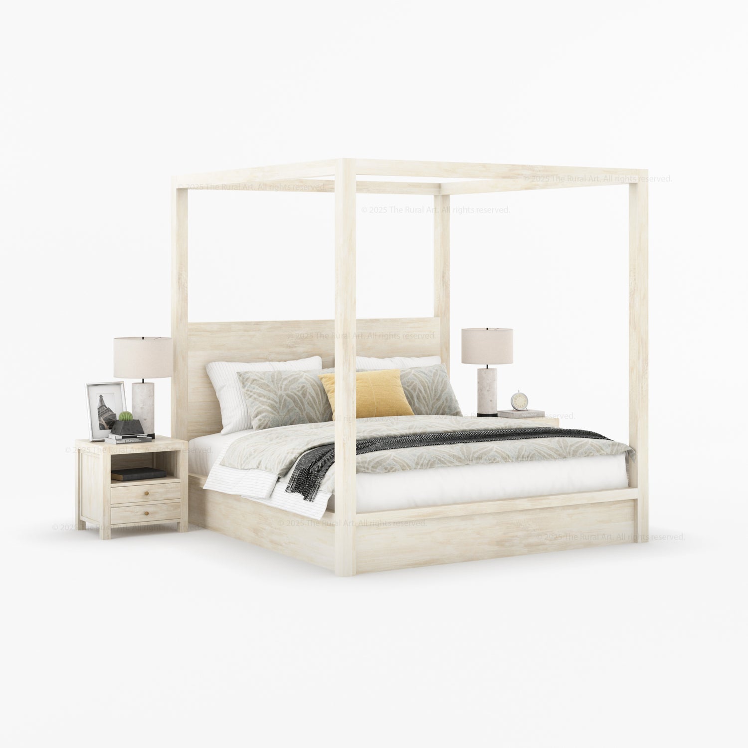 Orlando Solid Wood Canopy Platform Bed with Tall Headboard