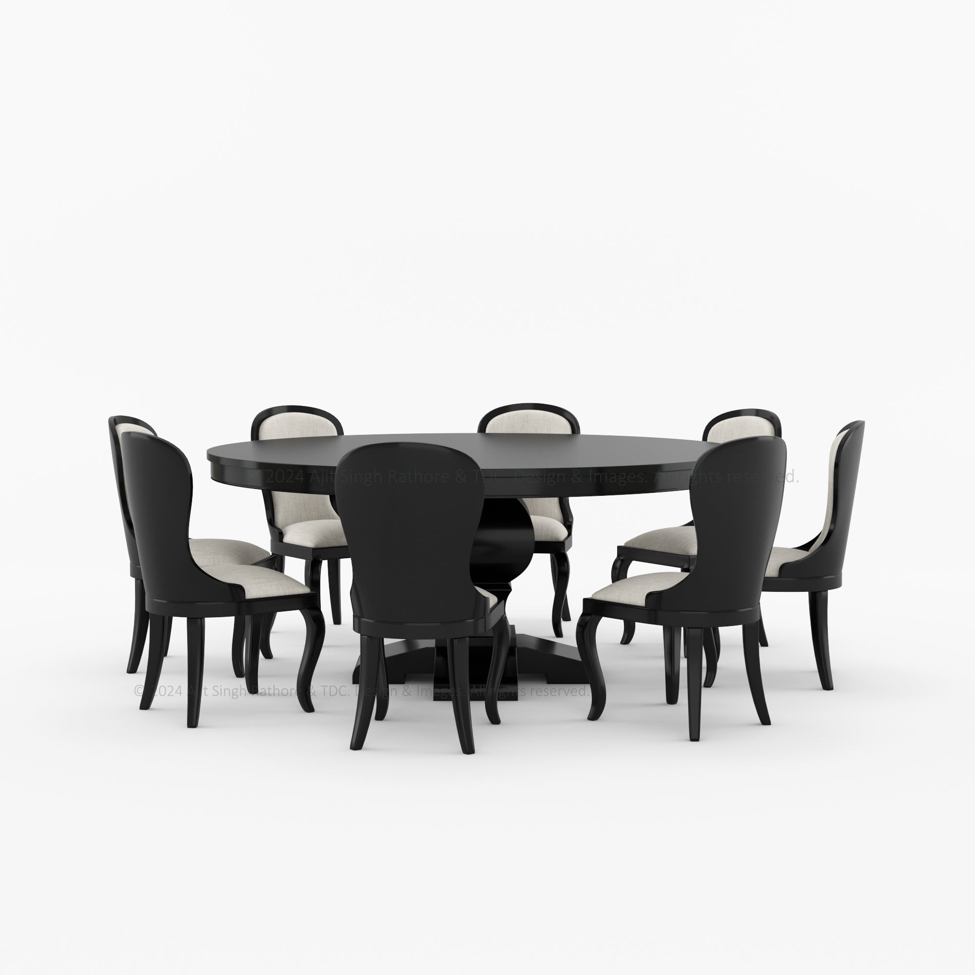 Birmingham Rustic Solid Wood 6, 8, 10 Seater Black Round Dining Set