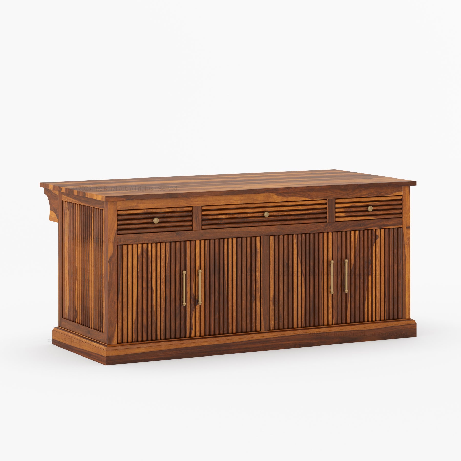Sonoma Solid Wood Kitchen Island with Fluted Panel