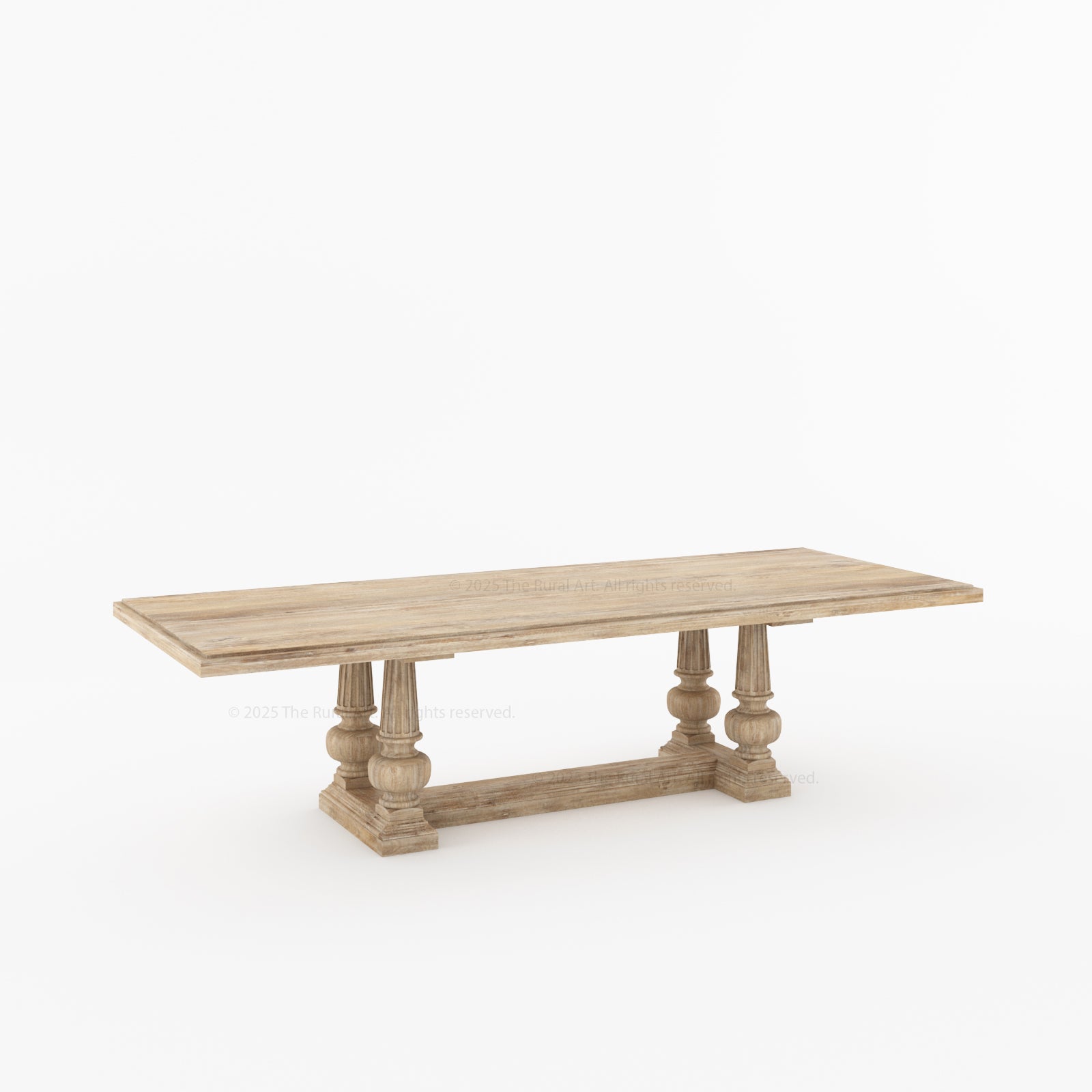 San Pedro Solid Wood Double Pedestal Dining Table – Rustic Grandeur Reimagined